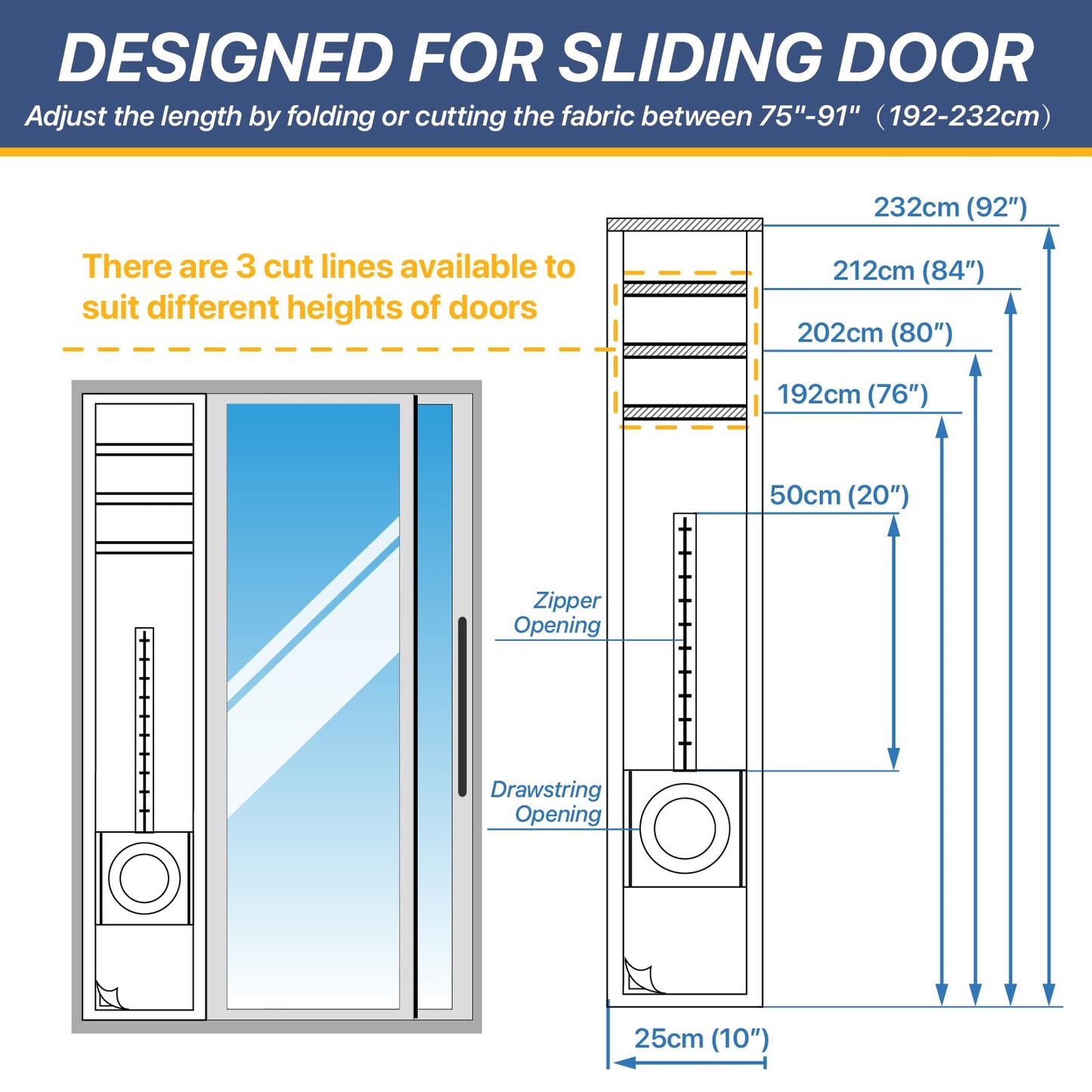 LOVIGA Universal Sliding Door Seal for Portable Air Conditioner and Dryer, 100% Sealing AC Door Vent Kit for Max 15cm Diameter Exhaust Hose, 25X192~232 Length Adjustable for Moblie A/C 🍁 All In One Marketplace Canada