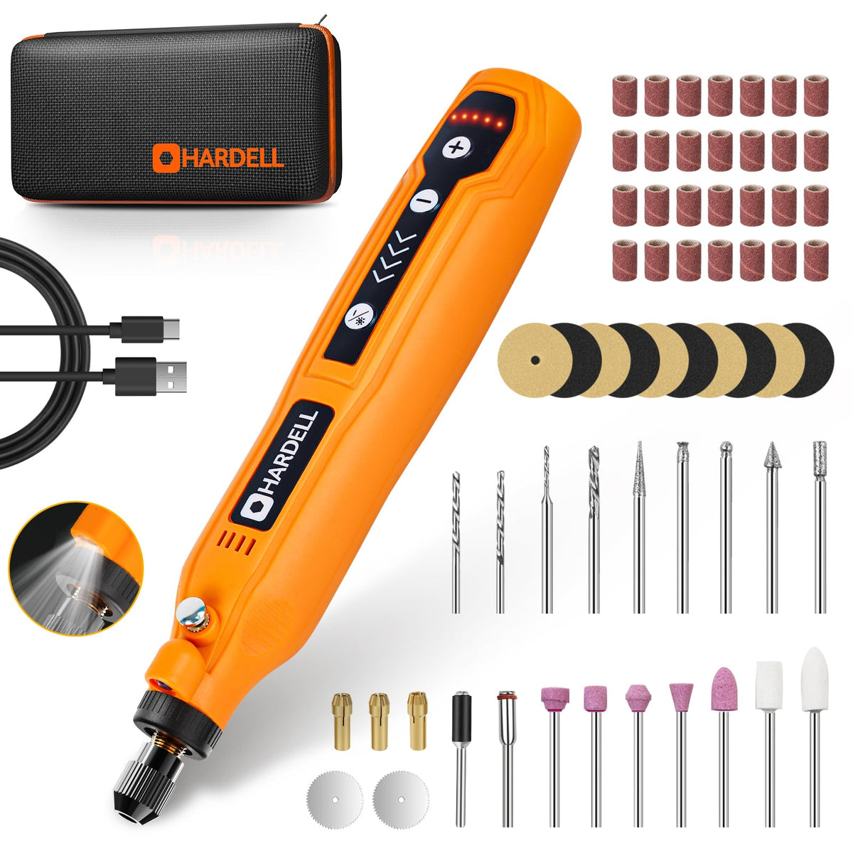 HARDELL Mini Cordless Rotary Tool, 5-Speed and USB Charging Rotary Tool Kit, Multi-Purpose 3.7V Power Rotary Tool with 61 Accessories for Sanding, Polishing, Drilling, Etching, Engraving, DIY Crafts 🍁 All In One Marketplace Canada
