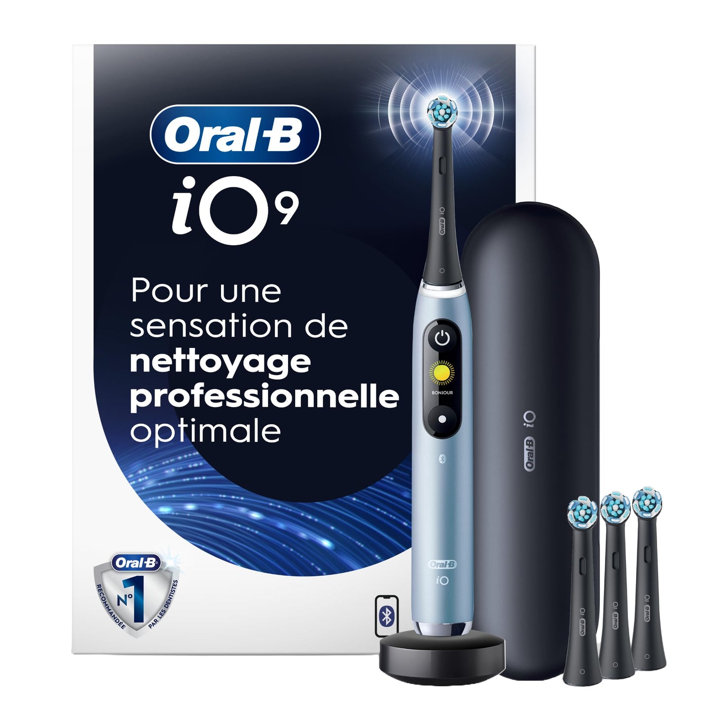 Oral-B iO9 Electric Toothbrush, for the Ultimate Professional Clean Feel, Aquamarine, Rechargeable Electric Toothbrushes, iO Series 9 with 1 Power Toothbrush, 4 Brush Heads, and 1 Charging Travel Case 🍁 All In One Marketplace Canada
