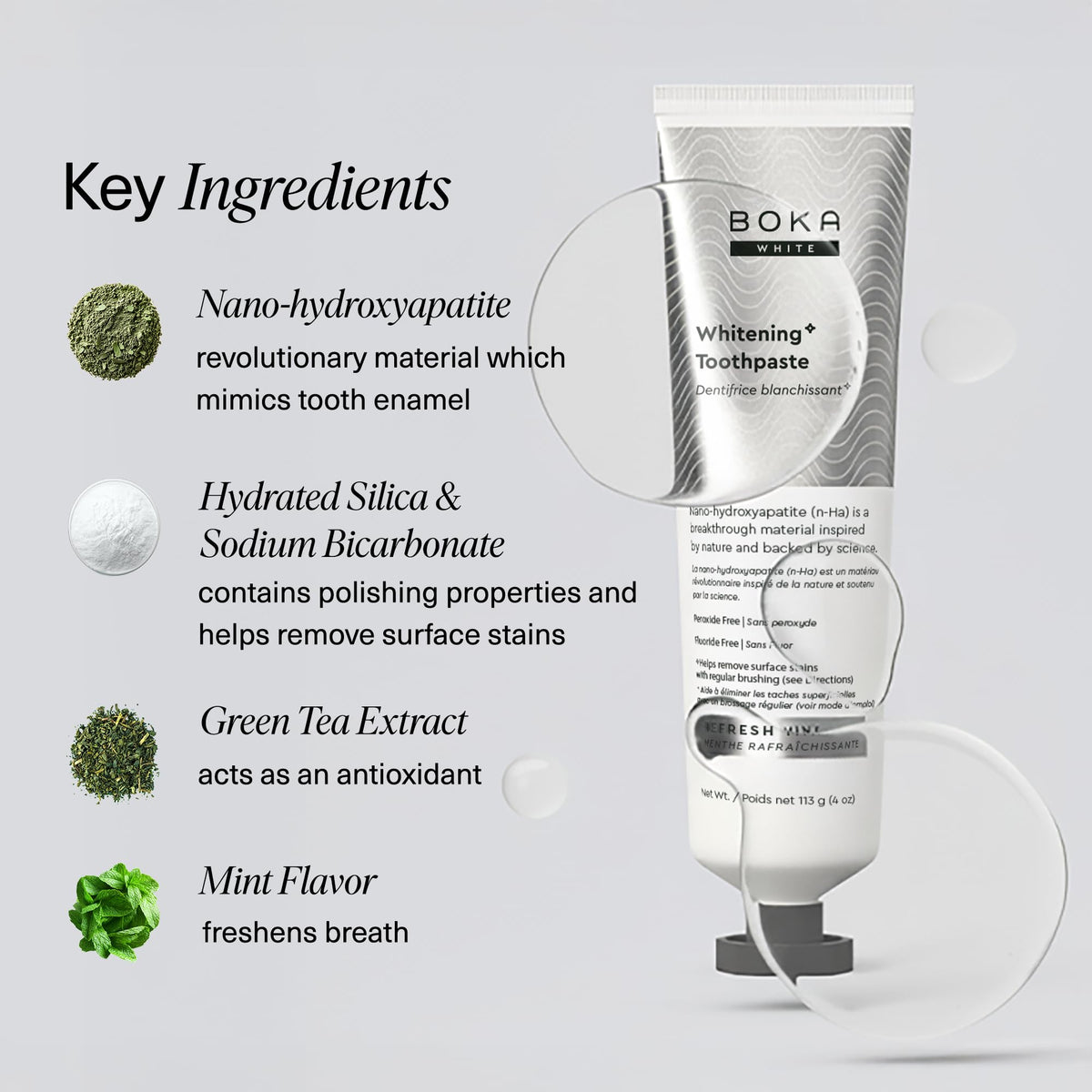 Boka Fluoride Free Toothpaste, Nano Hydroxyapatite Toothpaste, Appropriate for Sensitive Teeth, for Adult, Kids Oral Care - Whitening * Refresh Mint, 4 Fl Oz (113g) 3Pk 🍁 All In One Marketplace Canada