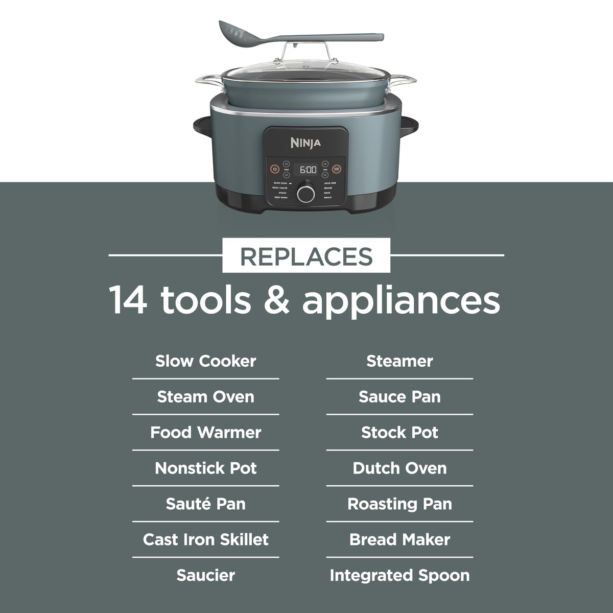 Ninja MC1001C Foodi PossibleCooker PRO 8.5 Quart Multi-Cooker, with 8-in-1 Slow Cooker,Dutch Oven,Steamer &More,Glass Lid & Integrated Spoon,Nonstick,Oven Safe Pot to 500°F,Sea Salt Gray,Sea Salt Grey 🍁 All In One Marketplace Canada