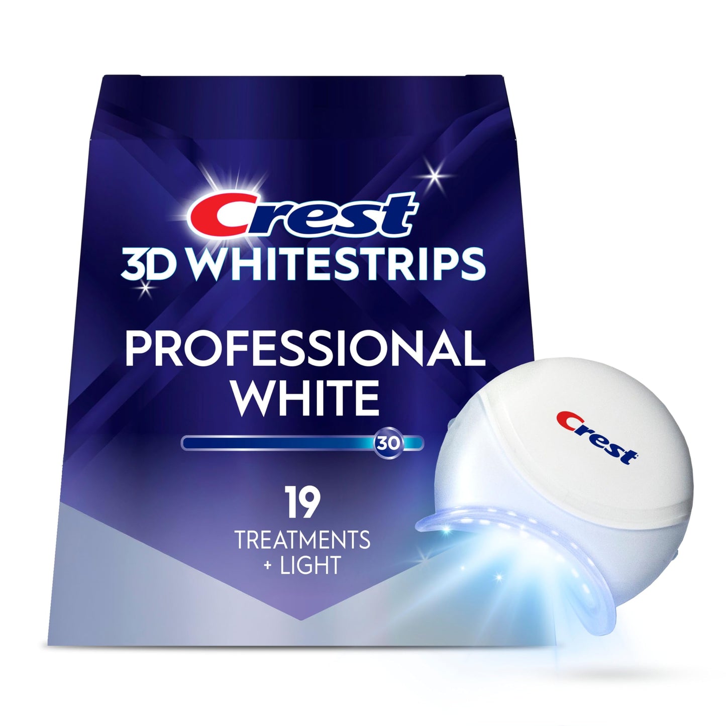 Crest 3D Whitestrips Professional White + Whitening Light At-Home Teeth Whitening Kit, 19 Treatments + Light, 30 Levels Whiter 🍁 All In One Marketplace Canada