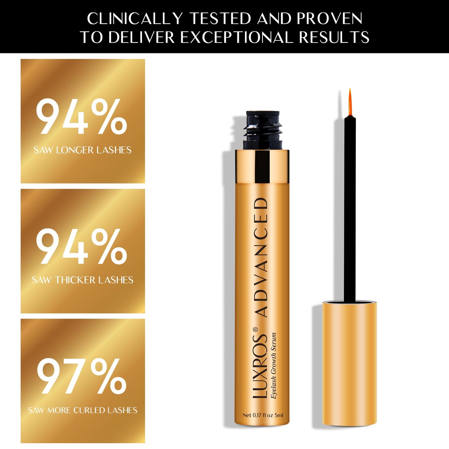 LUXROS Eyelash Serum 5 mL, Eyelash Enhancer Serum for Longer, Thicker Healthier Lashes, Made in USA, 5mL 6 Month Supply 🍁 All In One Marketplace Canada
