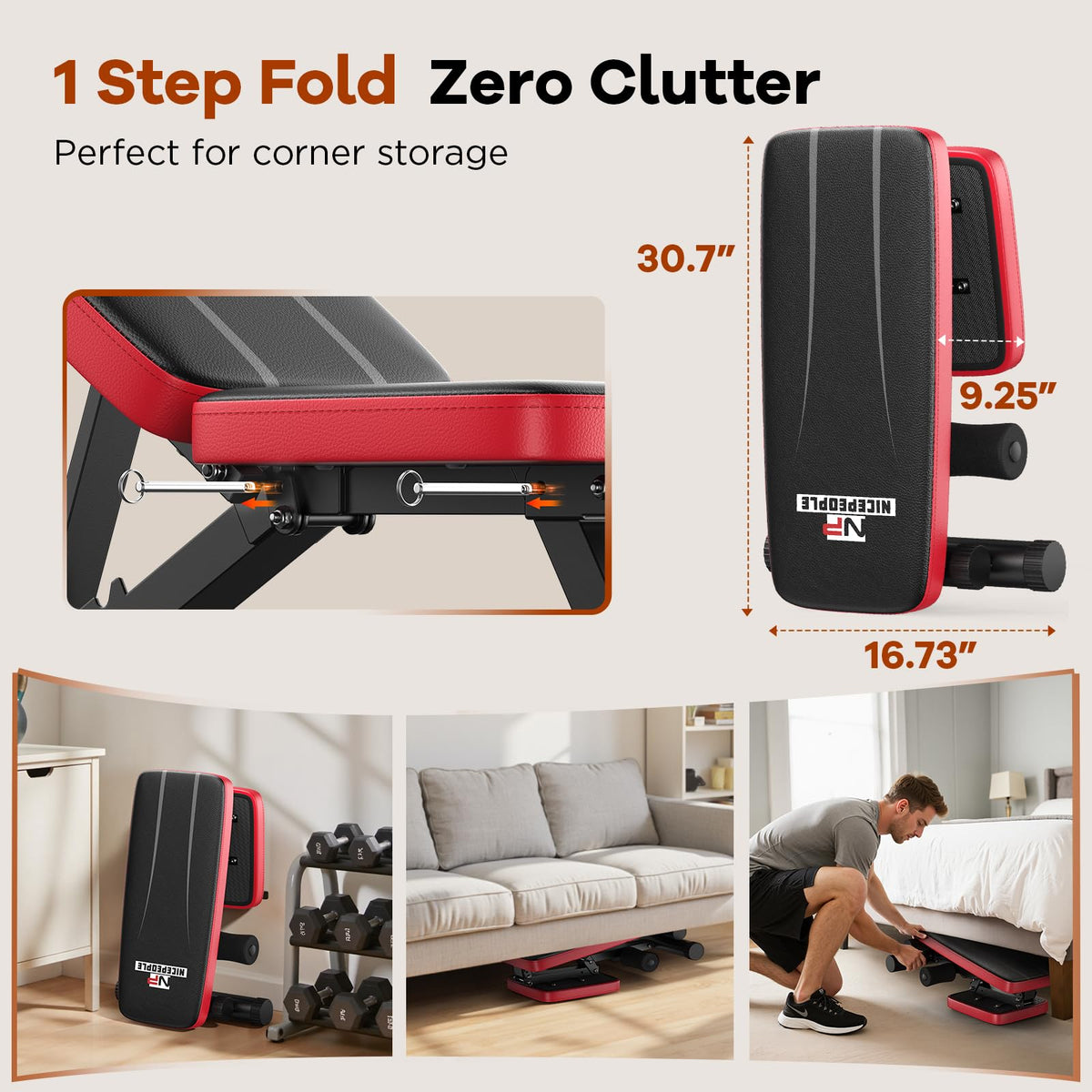 NICEPEOPLE Foldable Basic Weight Bench for Home Gym, Workout Bench with 8 Backrests, 660LBS Weight Capacity Adjustable Bench 🍁 All In One Marketplace Canada