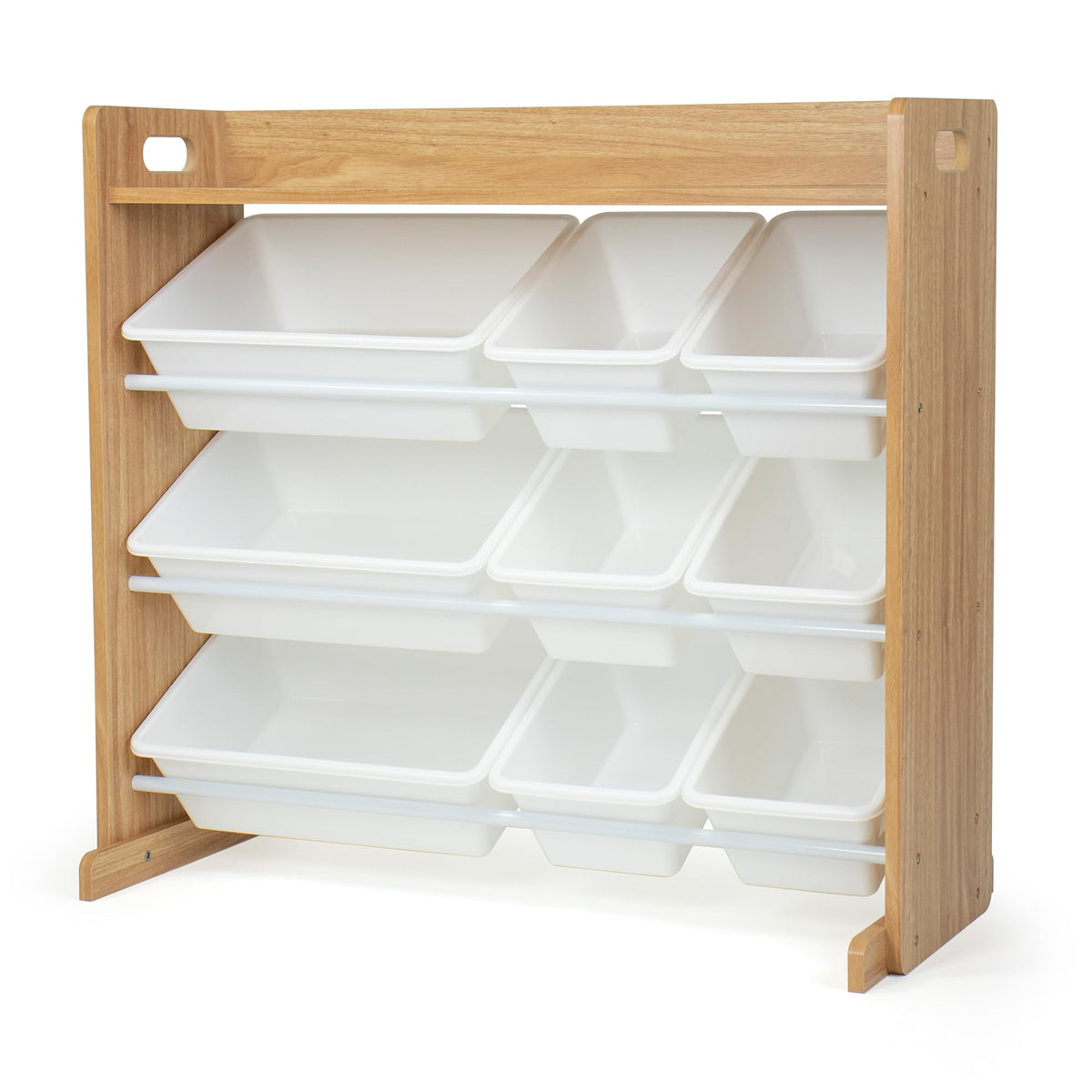 Humble Crew Toy Storage Organizer with Top Shelf and 9 Removable Bins, Natural/White – Toddler Bookshelf with Toy Organizer - Modern Toy Rack Ideal for Kids' Rooms, Playrooms, and Nurseries 🍁 All In One Marketplace Canada