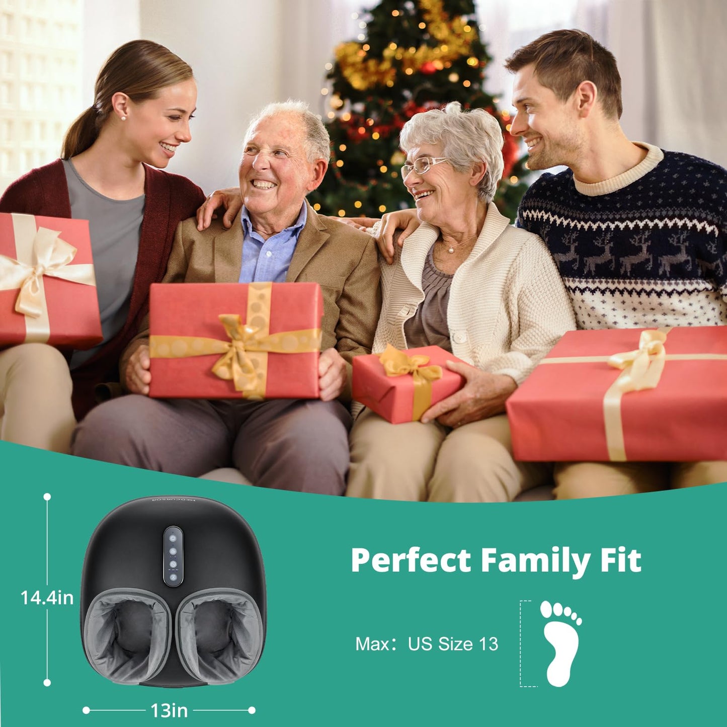 Medcursor Electric Shiatsu Foot Massager Machine with Soothing Heat, Deep Kneading for Foot Pain and Circulation, Multi-Level Settings & Air Compression, for Home or Office Use 🍁 All In One Marketplace Canada