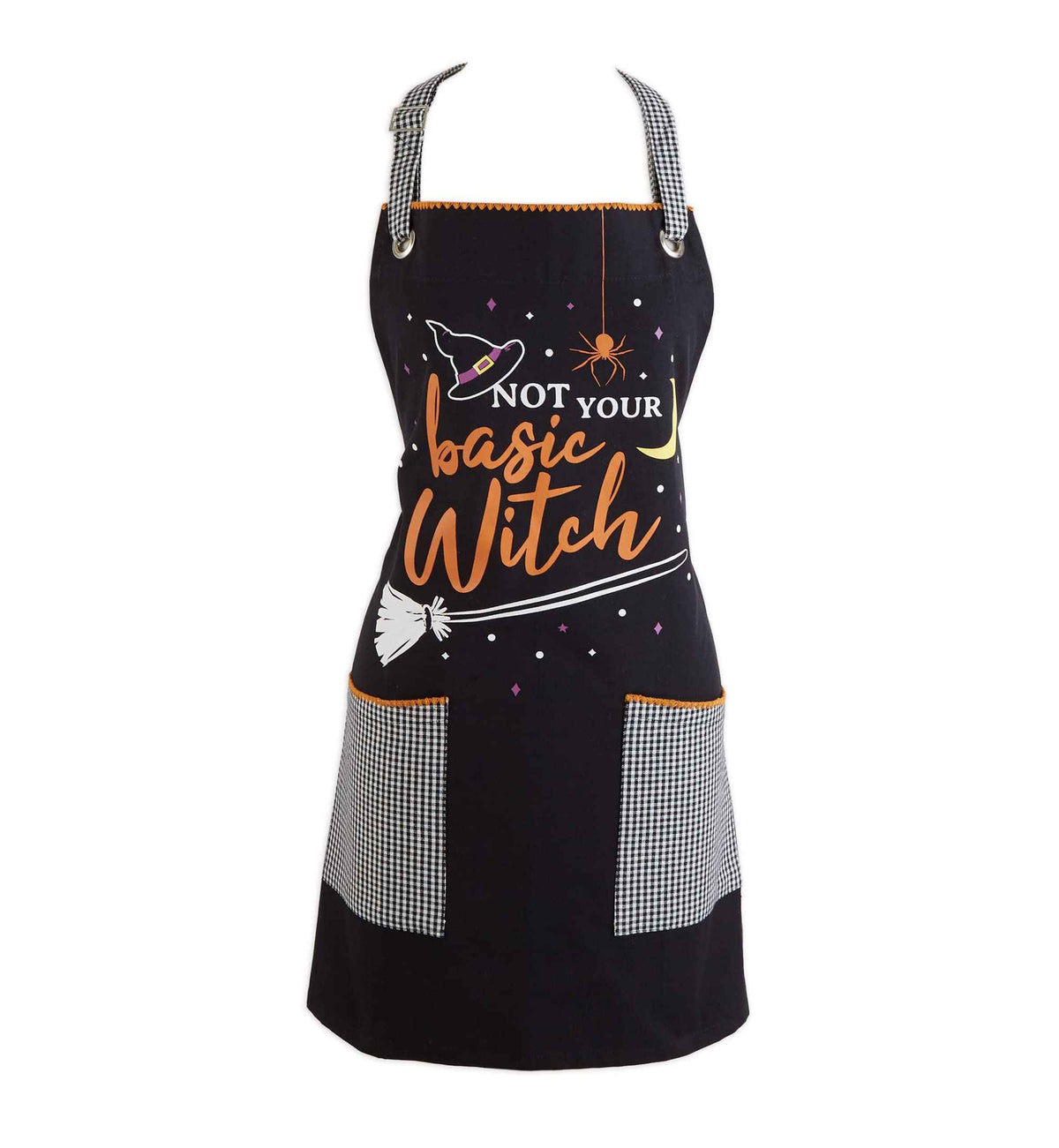 DII Happy Halloween Collection Goth Style Spooky Kitchen Apron, One Size, Basic Witch