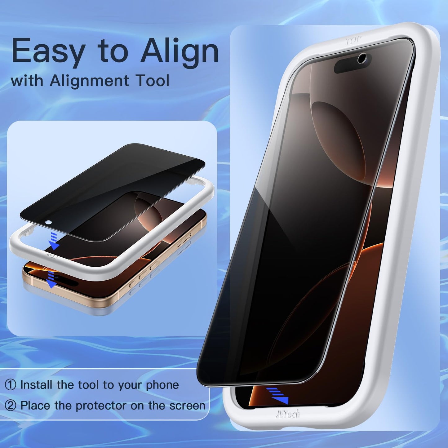 JETech Privacy Screen Protector for iPhone 16 Pro Max 6.9-Inch, Anti-Spy Tempered Glass Film with Easy Installation Tool, 2-Pack 🍁 All In One Marketplace Canada