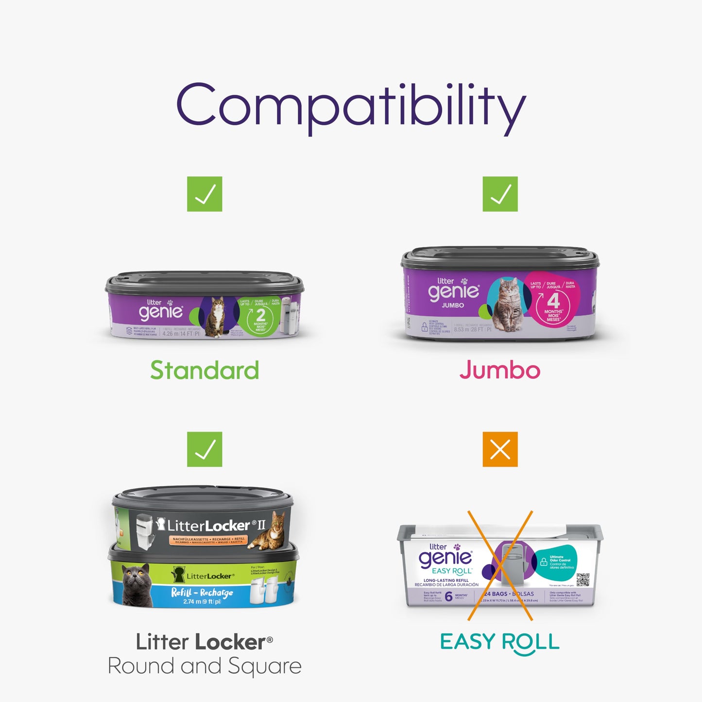 Litter Genie Standard Sqaure Refill Bags, 6-Pack, 84 ft of Continuous Film 🍁 All In One Marketplace Canada