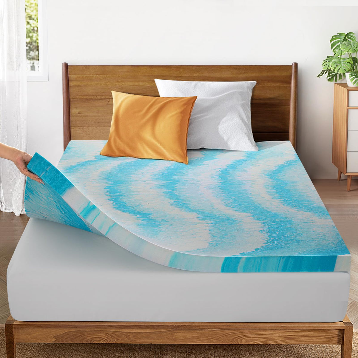SakuraHome 2 Inch Memory Foam Mattress Topper, Soft Gel Infused Mattress Pad, Bed Topper, CertiPUR-US Certified, Queen Size 🍁 All In One Marketplace Canada