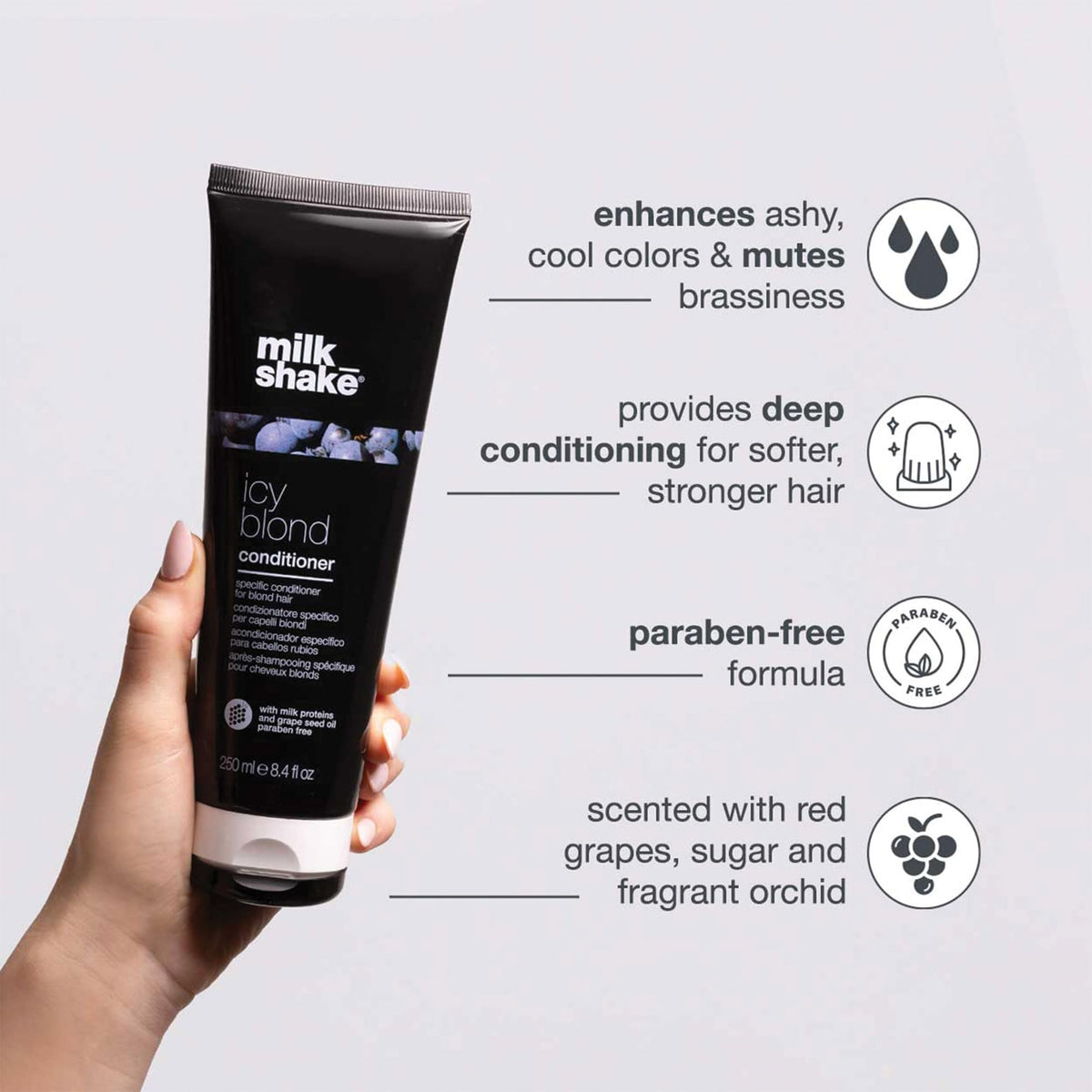 milk_shake Icy Blond Conditioner - Black Pigment Silver Conditioner for Very Light Blond and Platinum Hair, 8.4 Fl Oz (250 ml) 🍁 All In One Marketplace Canada
