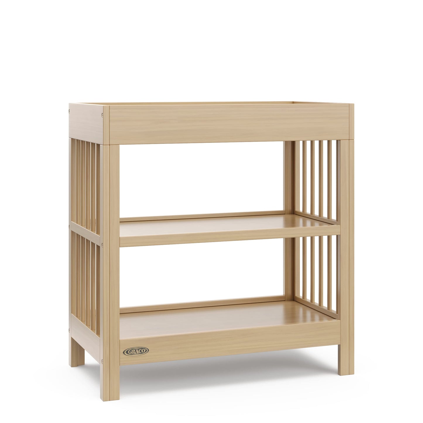 Graco Teddi Changing Table with Water-Resistant Changing Pad (Driftwood) - GREENGUARD Gold Certified, 2 Open Shelves, Includes Bonus Water-Resistant Changing Pad with Safety Strap 🍁 All In One Marketplace Canada