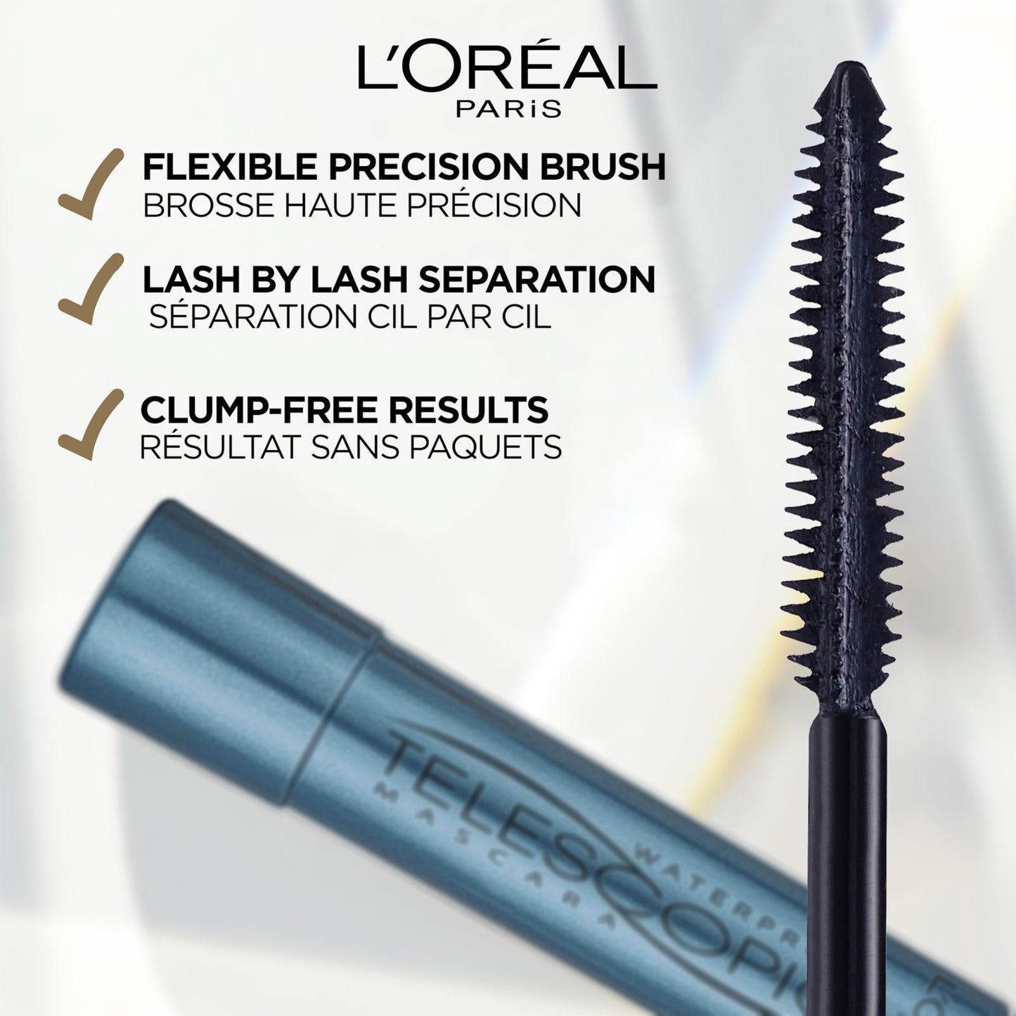 L'Oreal Paris Telescopic Waterproof Mascara, Eyelash Lengthening Mascara, Unique Non-Clumping Formula, Delivers Intense Length, For Sensitive Eyes, Black, 8 ml 🍁 All In One Marketplace Canada