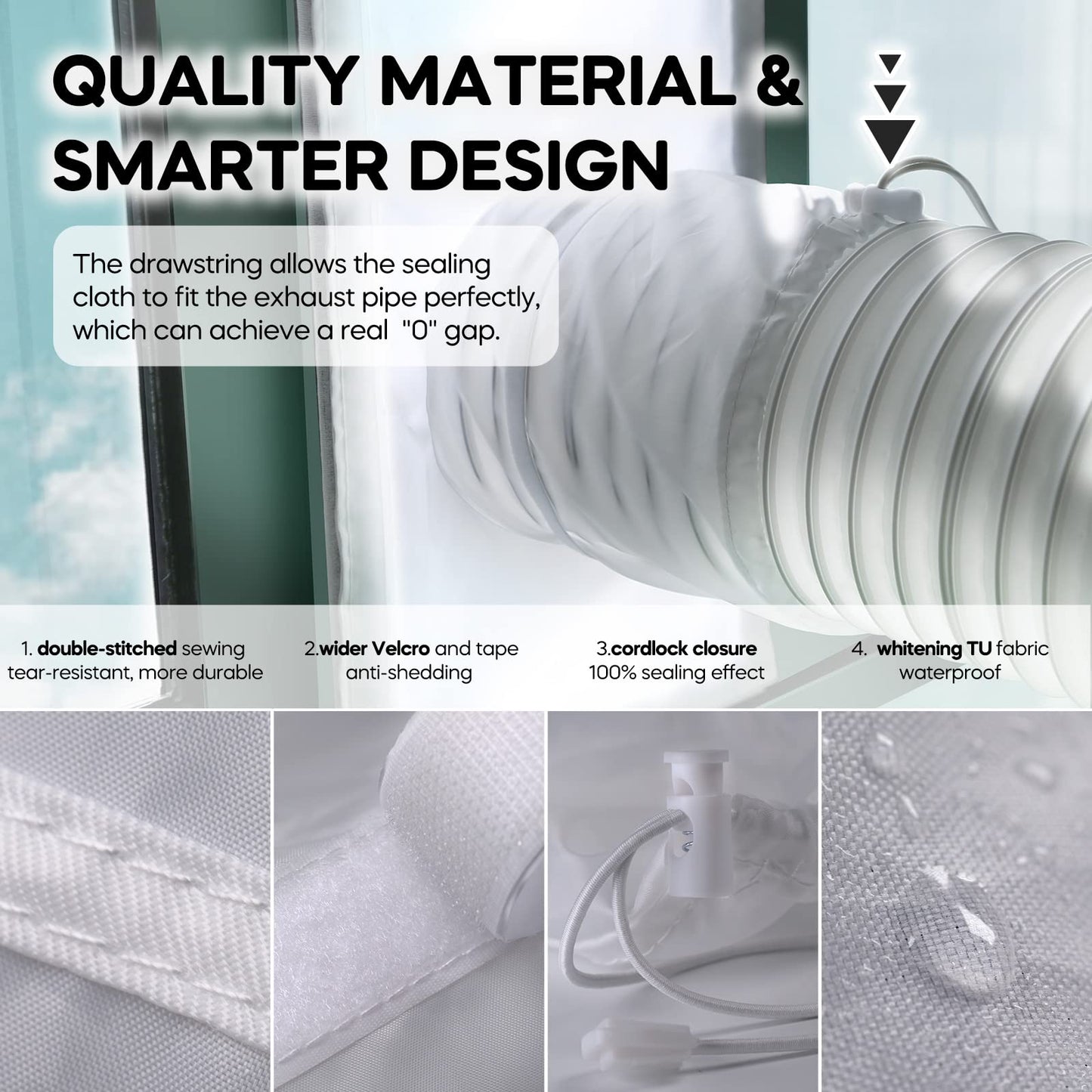 LOVIGA Window Seal for Portable Air Conditioner, 100% Sealing Effect AC Window Seal Vent Kit for Portable Air Conditioner Tumbler Dryer, 25x62~92cm Length Adjustable Waterproof 🍁 All In One Marketplace Canada