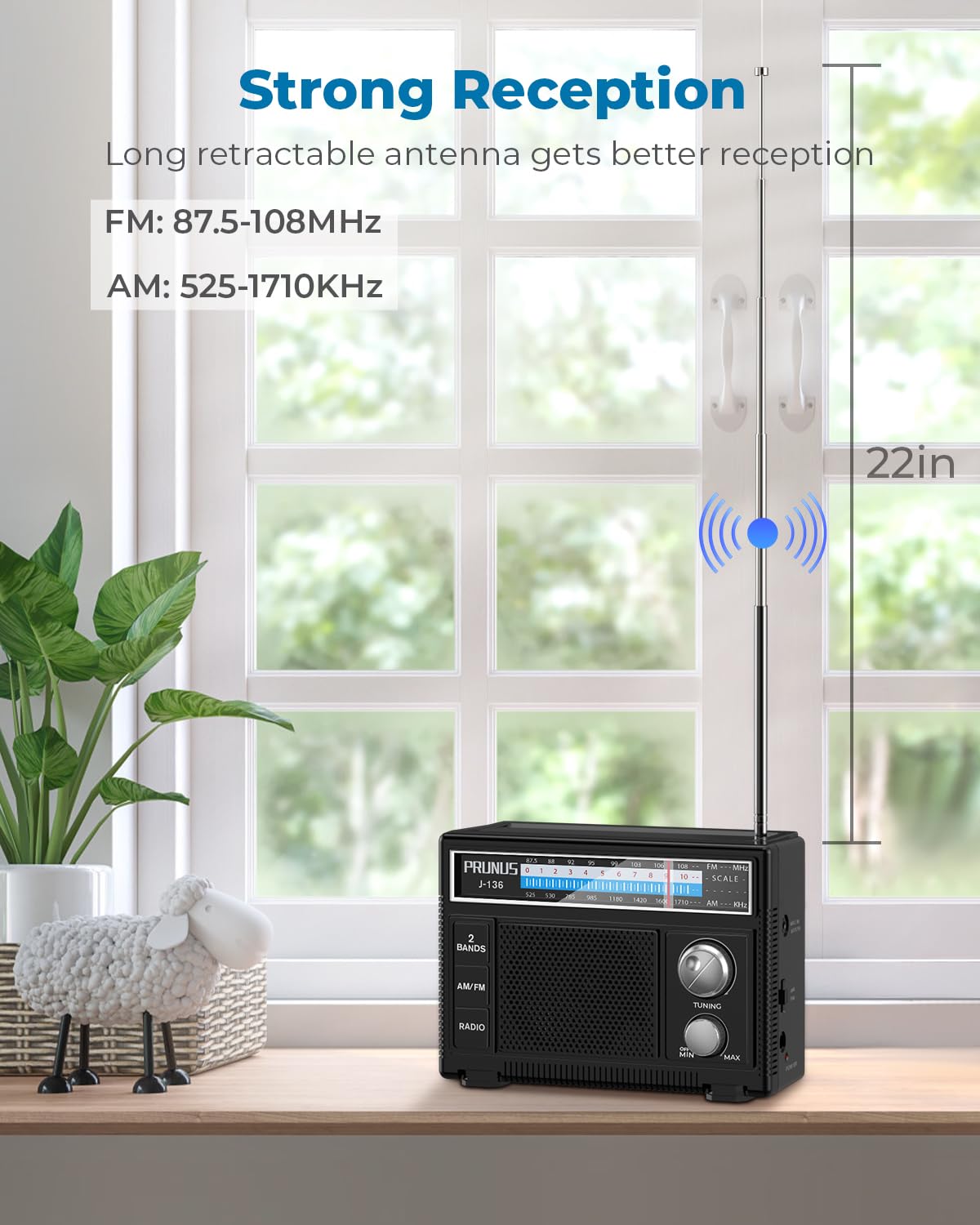 PRUNUS Portable Radio AM FM, Transistor Radio Battery Operated and Plug in Wall,Loud Speaker Support AUX in and Micphone in, Small Radios Portable AM FM J-136 🍁 All In One Marketplace Canada