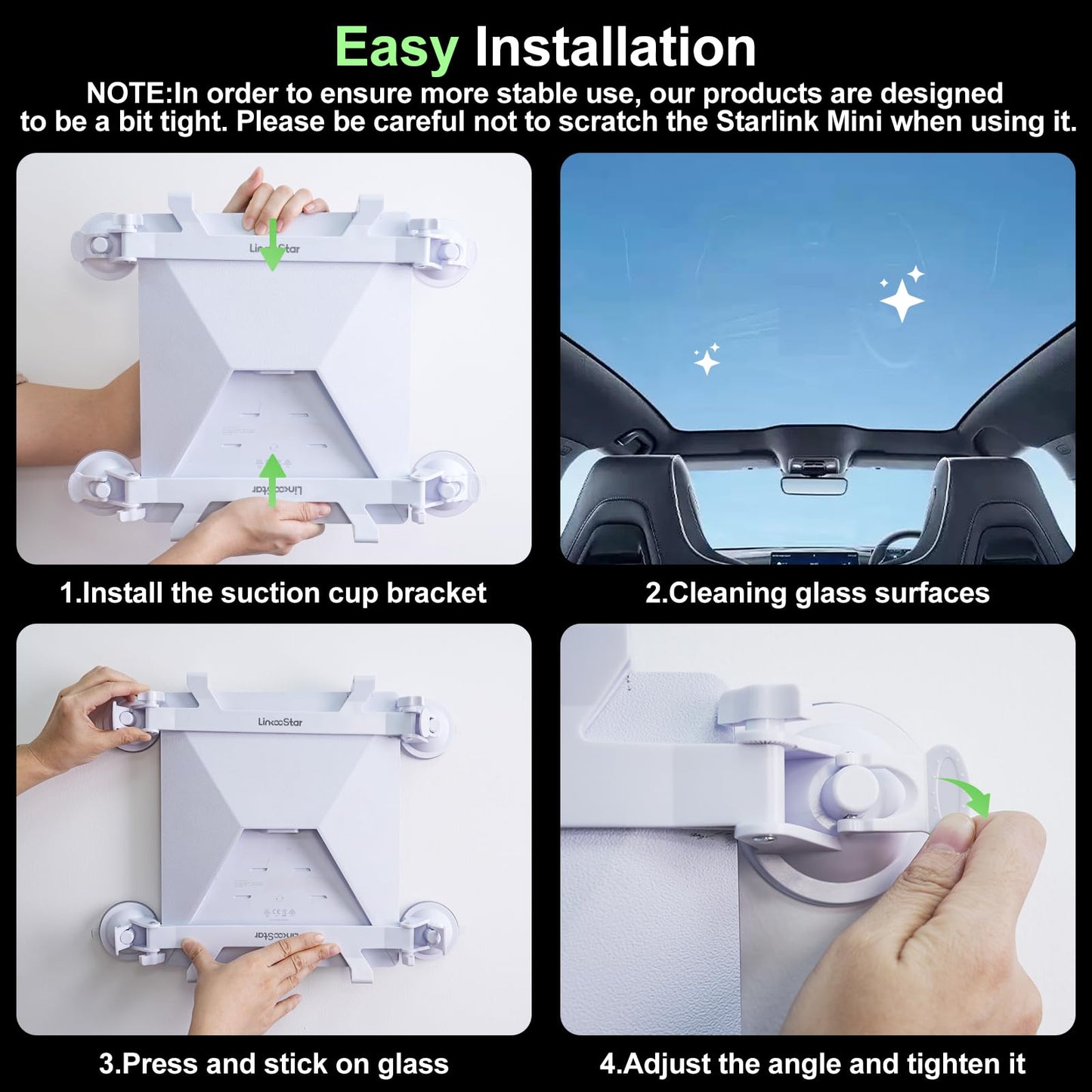 Ackno for Starlink Mini Mount for Car,for Starlink Mini Suction Cup Mount Accessories,linkoostar Kit for Sunroof/Front/Rear Window/Roof/Dashboard/Windshield 🍁 All In One Marketplace Canada