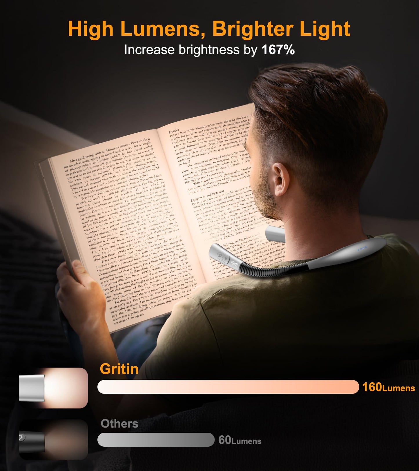 Gritin Rechargeable Book Light, Eye Caring Neck Reading Light 4-Color&5-Brightness, Stepless Dimming, 30-min Timer, 80H+ Runtime, Bendable Round Neck Design, Lightweight for Reading,Knitting,Repairing 🍁 All In One Marketplace Canada