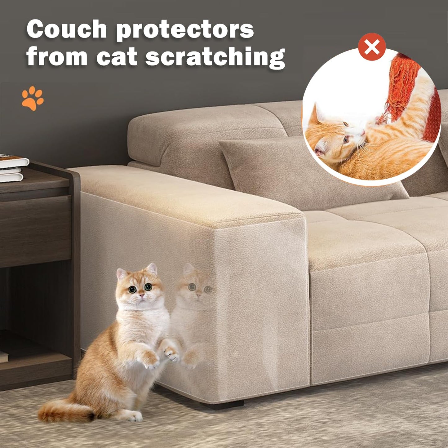 Cat Scratch Protector 11.8" x 118" Self-Adhesive Single Side Furniture Protectors from Cats Scratch, Cat Couch Scratch Protector, Transparent DIY Cutting Anti Scratch Furniture Protector 🍁 All In One Marketplace Canada