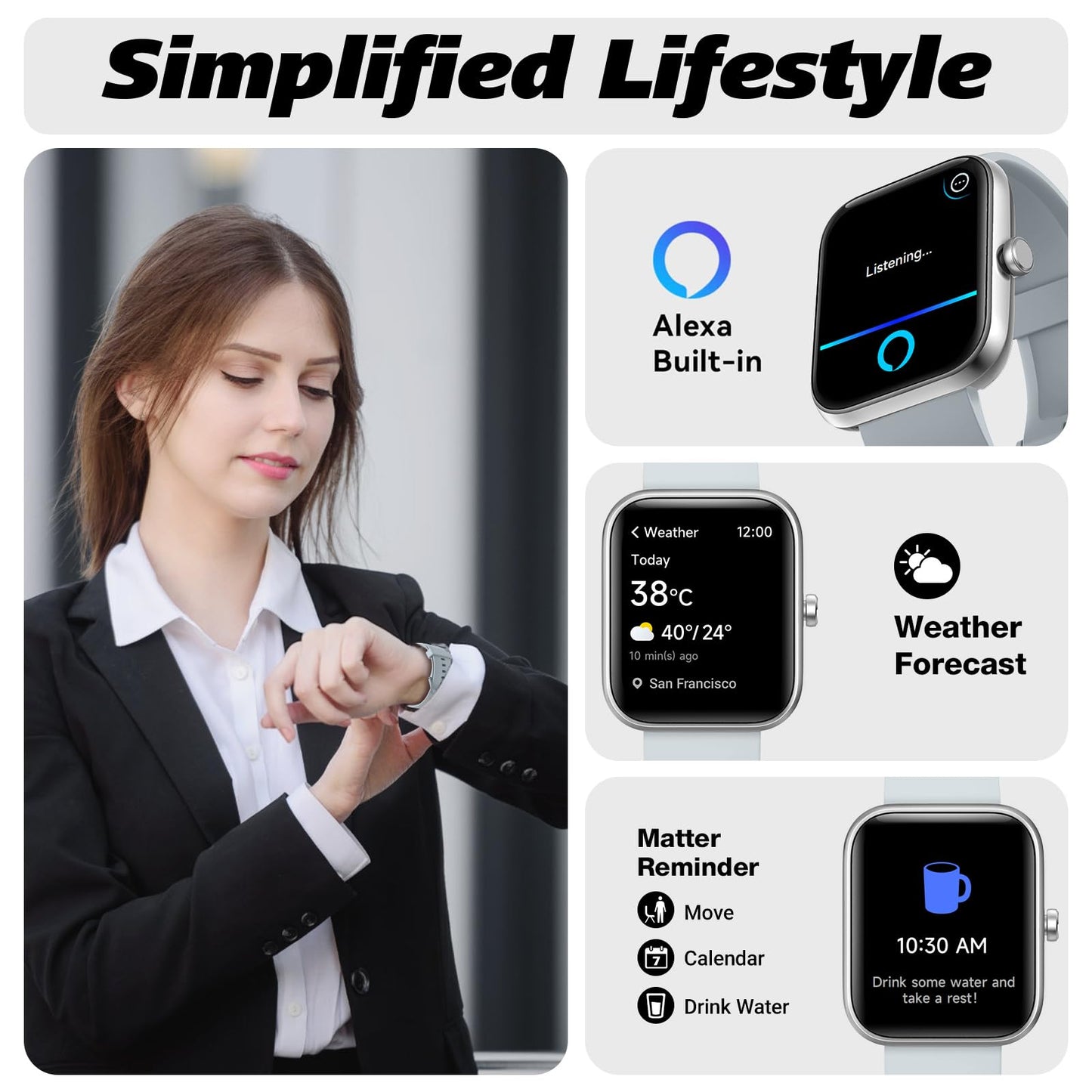 Smart Watch for Men Women with Bluetooth Call, Alexa Built-in, Heart Rate & Sleep Monitor, 1.83" DIY Dial Fitness Watch with 100+ Sport Modes, IP68 Waterproof, Compatible with Android iOS 🍁 All In One Marketplace Canada