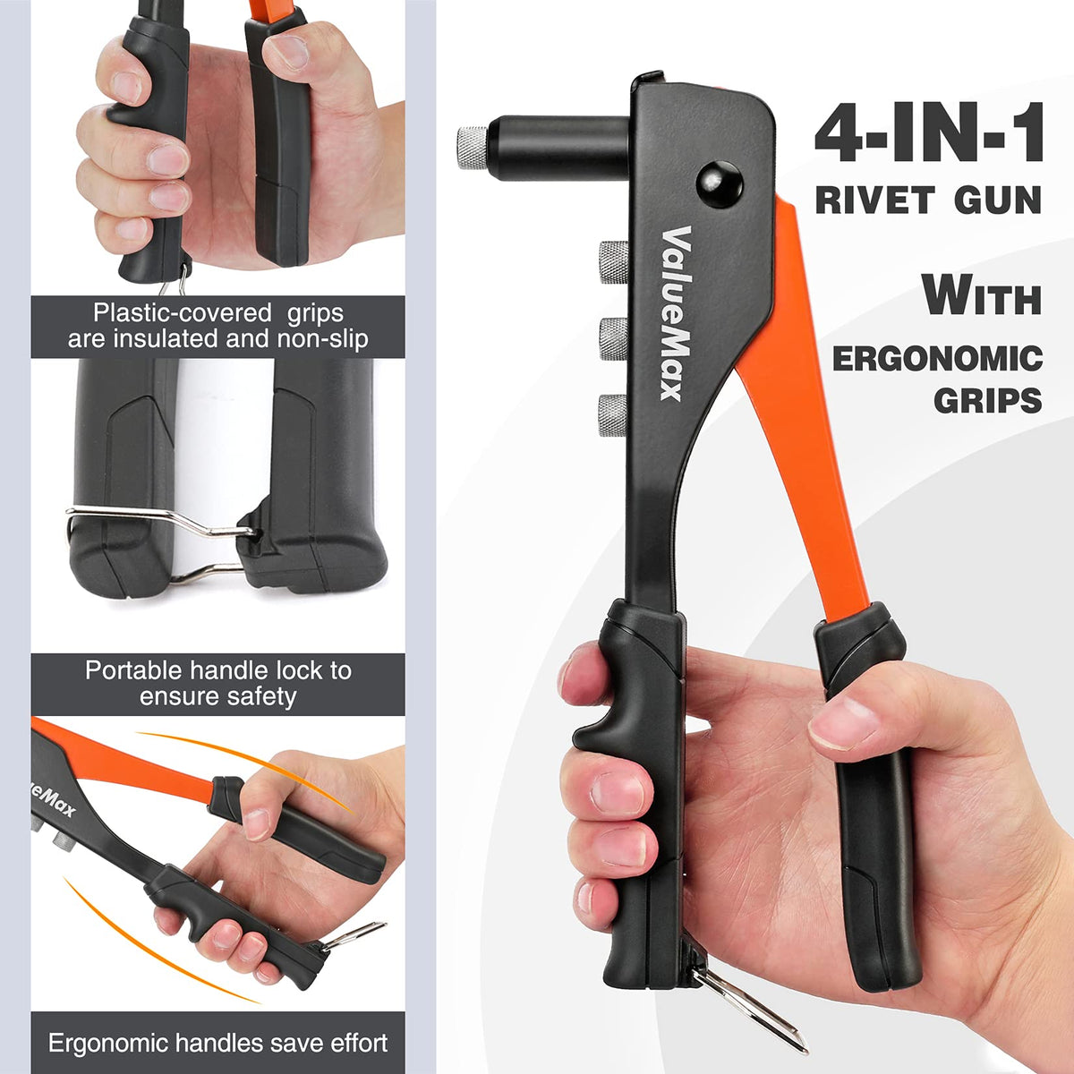 ValueMax 4-in-1 Hand Riveter/Rivet Gun, Pop Rivet Tool Kit with 200 Rivets 🍁 All In One Marketplace Canada