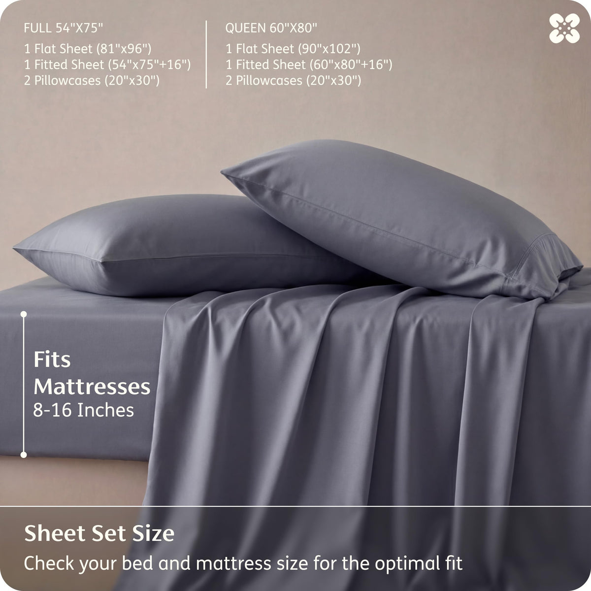 Bedsure 100% Rayon Bamboo Sheets Queen Size Set, Dark Grey 🍁 All In One Marketplace Canada