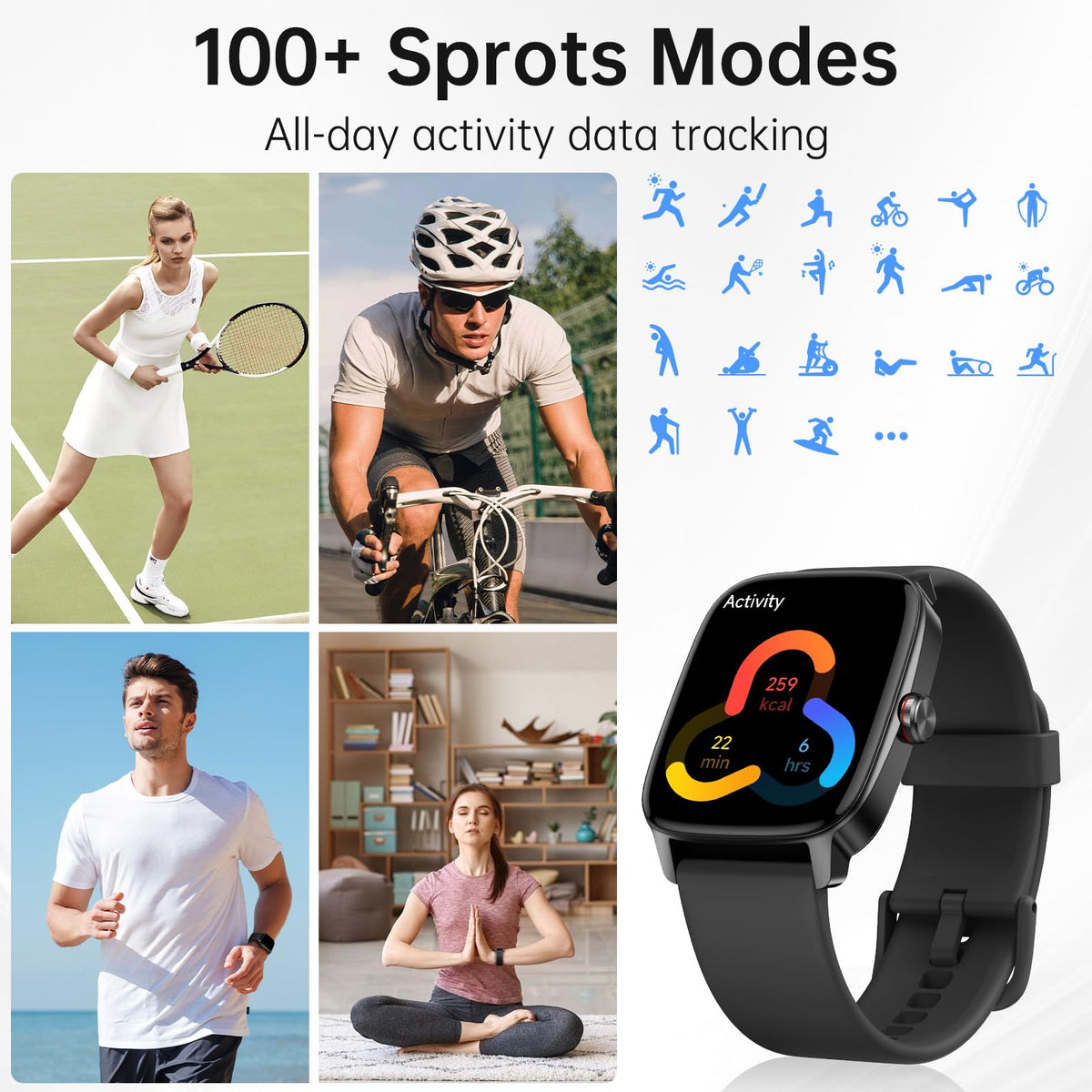 Smart Watch for Men Women, Bluetooth Call Smartwatch with AI Voice, 1.85" HD DIY Dial Fitness Watch, Heart Rate/SpO2/Steps/Sleep Monitor, 100+ Sports Modes, IP68 Waterproof Watch for Android iOS 🍁 All In One Marketplace Canada
