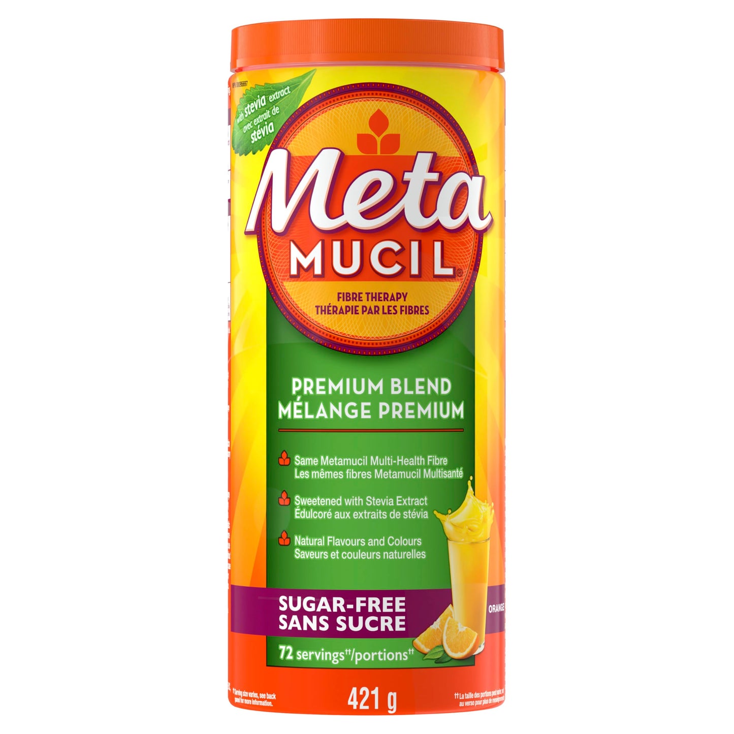 Metamucil Premium Blend, 4-in-1 Daily Fibre for Digestive Health, Plant-Based Psyllium Husk Powder Supplement, Sugar-Free with Stevia, Orange Flavored, 72 Servings 🍁 All In One Marketplace Canada