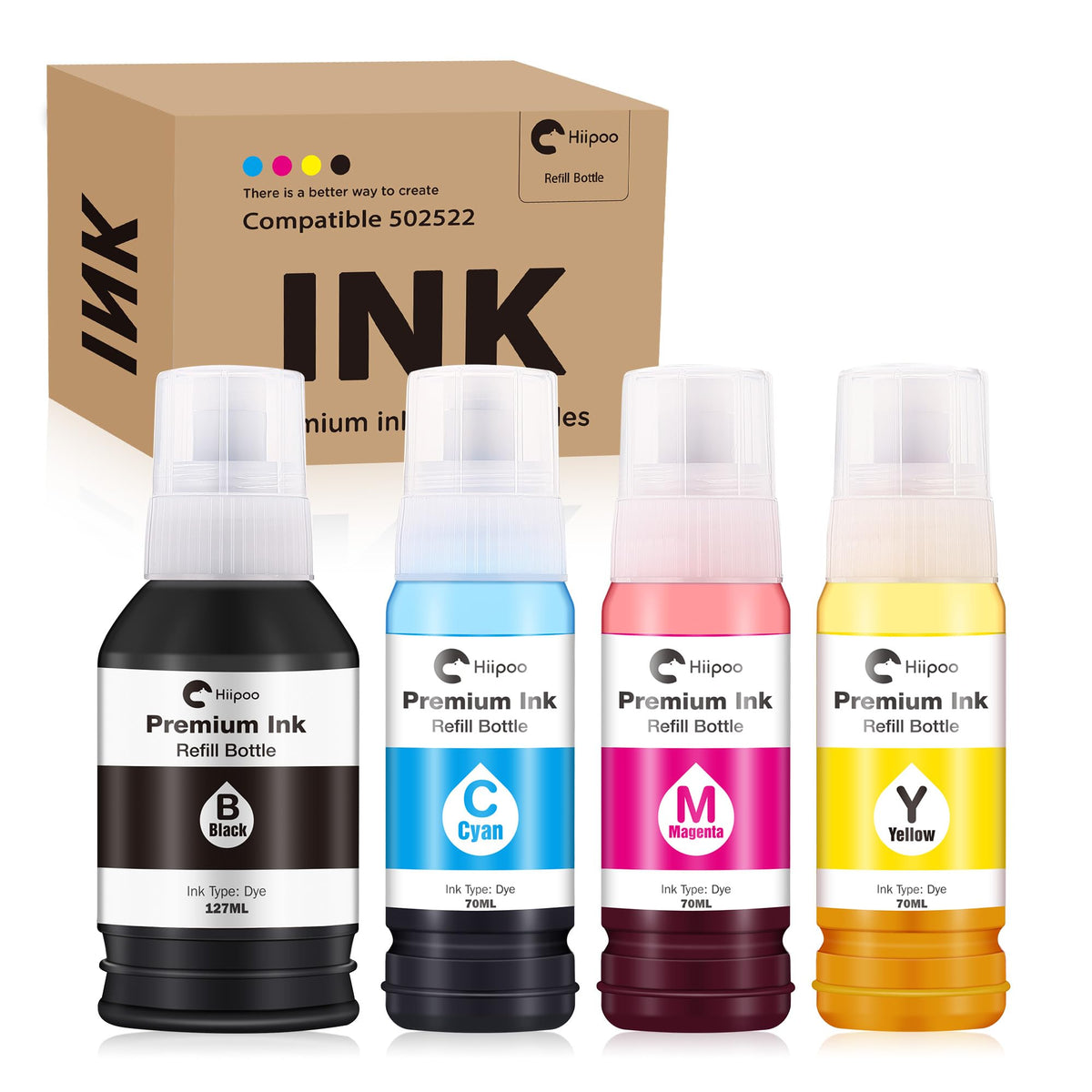 Hiipoo Refill Ink Bottle Replacement for T502 502 Ink for Epson ET-2750 ET2720 ET-2803 ET-2800 ET-2980 ET-3750 ET-4750 ET-3760 ET-4760 ET-2850 ET-4800 ET-3700 ET-15000 Printer 🍁 All In One Marketplace Canada