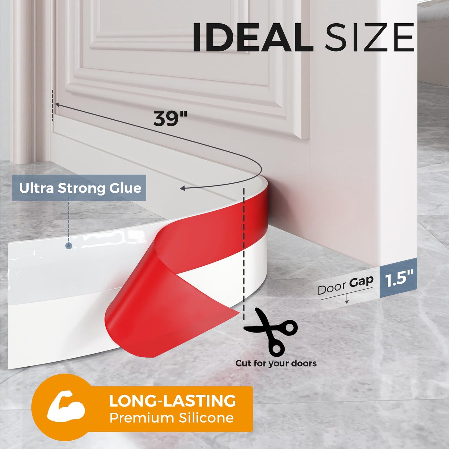 GroTheory 2 Pack Door Draft Stopper, Under Door Draft Blocker, Soundproof Weather Stripping Door Seal, 2"" W x 39"" L, White 🍁 All In One Marketplace Canada