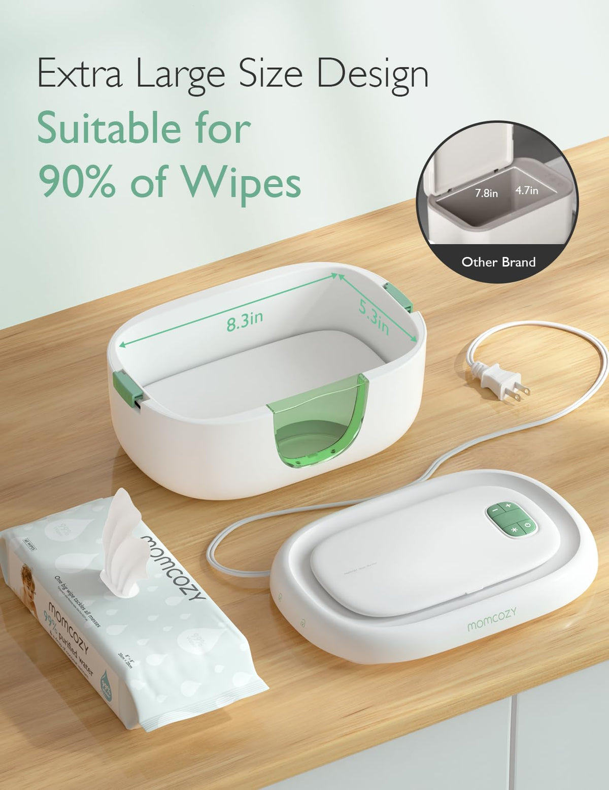 Momcozy Baby Wipe Warmer, Innovative Spring Design, Large Capacity Wipes Dispenser, Fast and Even Heating, 4 Modes of Temperature Heating Control, Diaper Wipe Warmer with Night Light 🍁 All In One Marketplace Canada