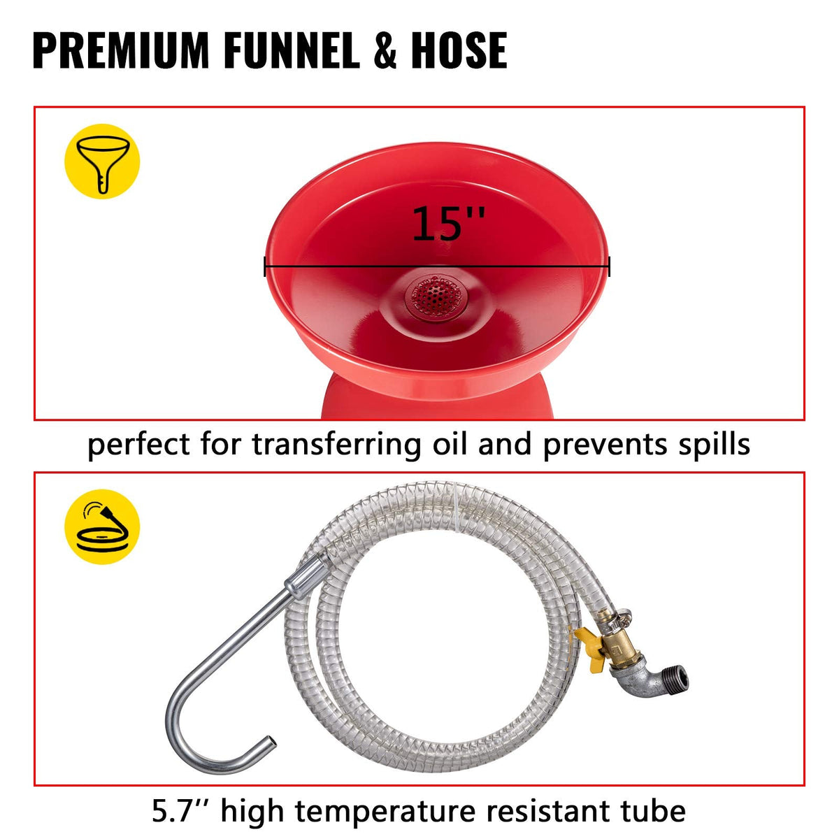 VEVOR Waste Oil Drain Tank 20 Gallon Portable Oil Drain Air Operated Drainer Oil Change, Oil Drain Container, Fluid Fuel Transfer Drainage Adjustable Funnel Height, with Wheel For Easy Oil Removal 🍁 All In One Marketplace Canada
