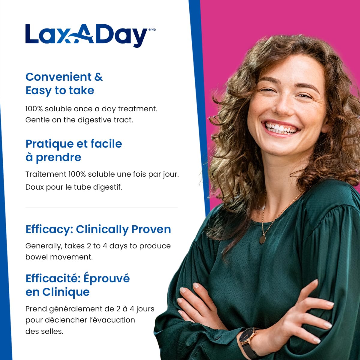 LAX-A-Day Powder Laxative - No Taste, No Grit, No Sugar - Clinically Proven Relief of Occasional Constipation (60 Doses, 1020g) 🍁 All In One Marketplace Canada