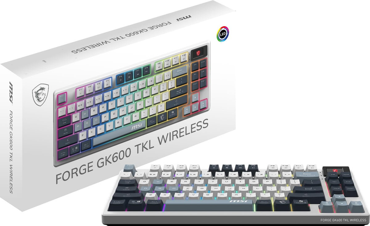 MSI Forge GK600 TKL W Sky US 2.4GHz Wireless (MS-8ZA9 and WD02), Bluetooth RGB Lighting Gaming Keyboard with 1.06-inch Display, 4000mAh 🍁 All In One Marketplace Canada