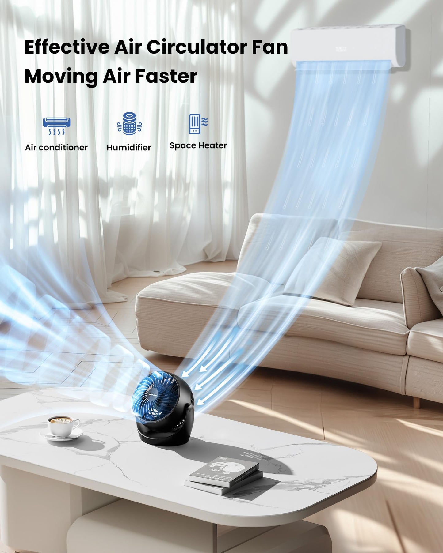 Gaiatop Desk Fan, 5-Inch Portable Electric Table Desktop Air Circulator Fans, Small but Powerful with 3 Speed 360° Adjustable Tilt for Cooling Home Dorm Office Bedroom Bathroom Kitchen，Black 🍁 All In One Marketplace Canada