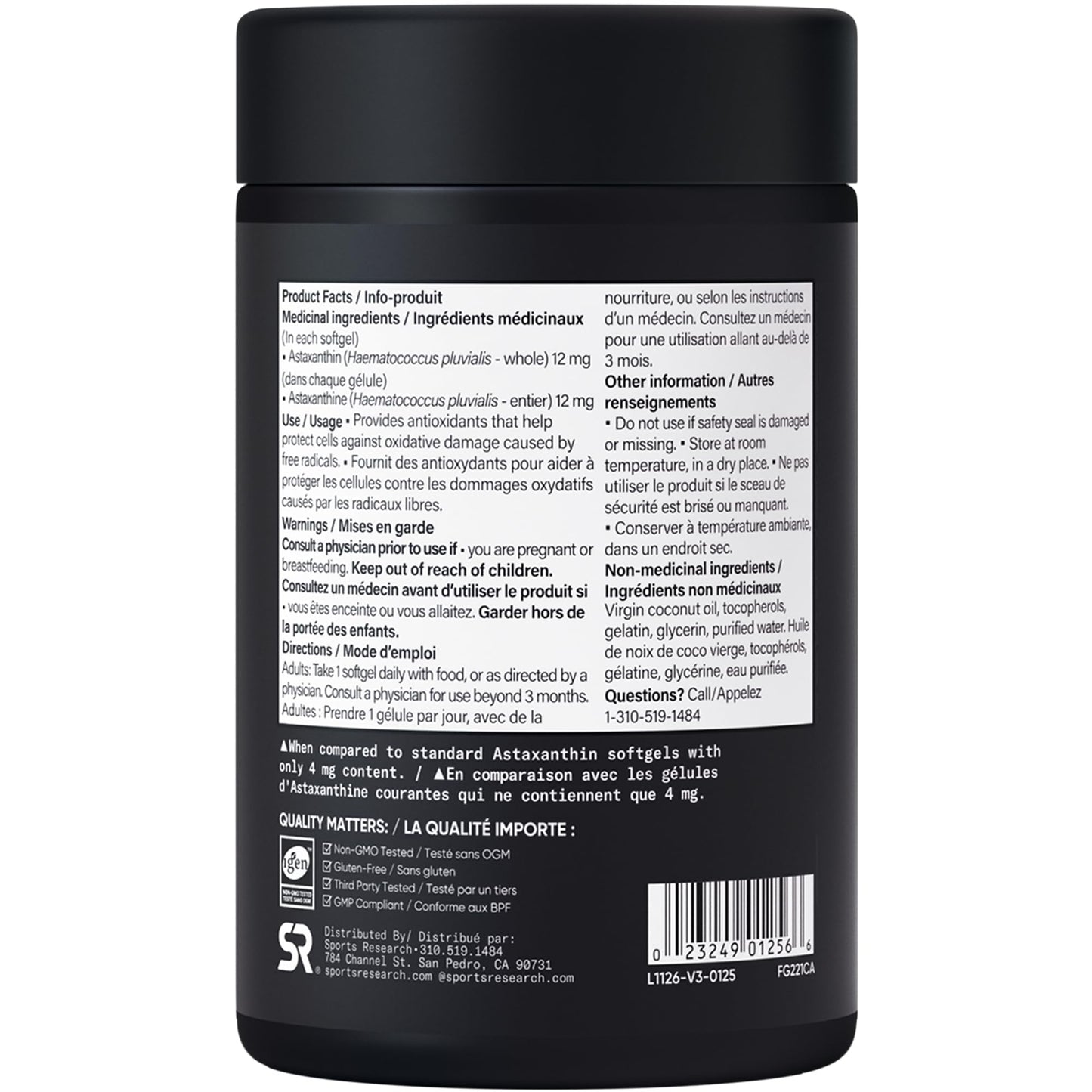 Sports Research® Triple Strength Astaxanthin Supplement from Algae w/Organic Coconut Oil - Natural Support for Skin & Eye Health - Non-GMO & Gluten Free - 12mg, 60 Softgels - 2 Month Supply 🍁 All In One Marketplace Canada