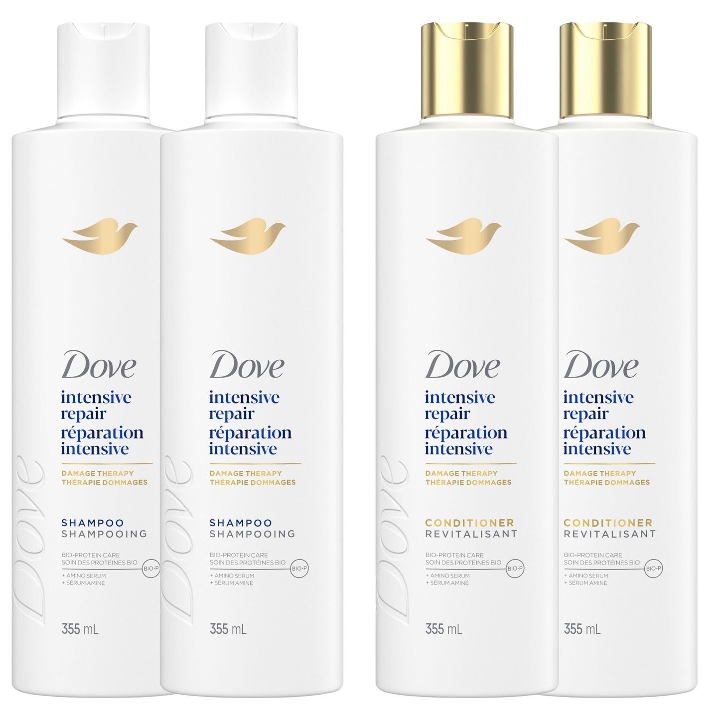 Dove Intensive Repair Shampoo & Conditioner for Damaged Hair, with Liquid Bio-Protein Care technology, 355ml (2 Shampoo + 2 Conditioner) 🍁 All In One Marketplace Canada