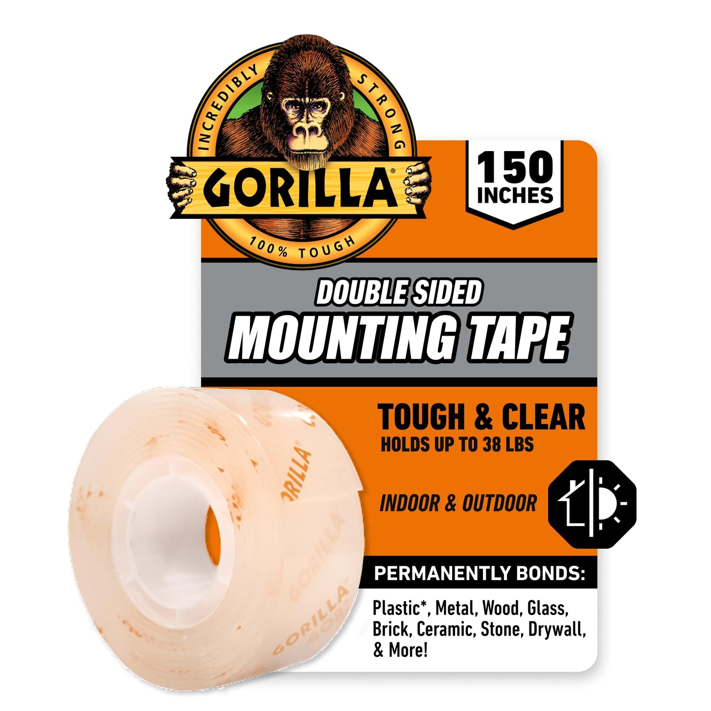 Gorilla Tough & Clear Double Sided XL Mounting Tape, Incredibly Strong Adhesive, Instant Hold, Weatherproof, 1 in x 150 in, (Pack of 1) 🍁 All In One Marketplace Canada