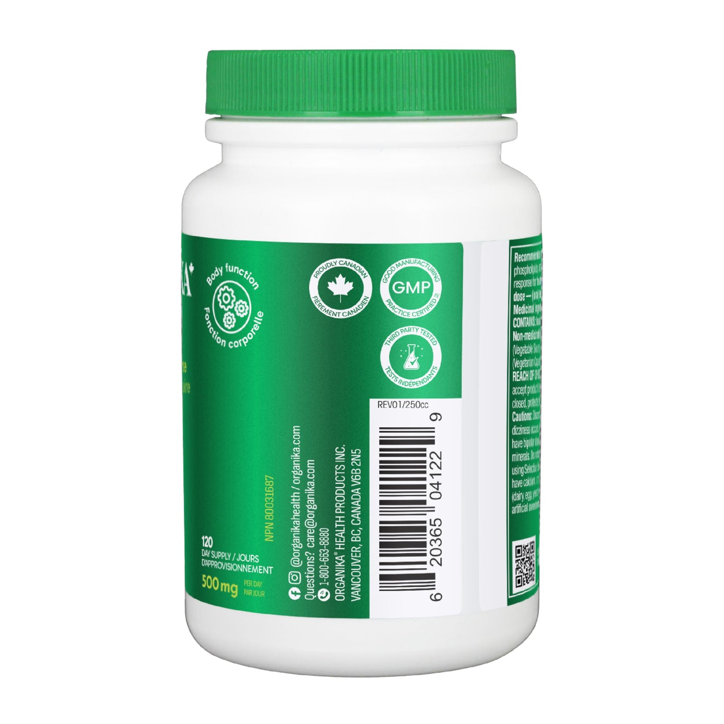 Organika Canadian-Made Inositol (Myo-Inositol)- Cellular Response, Mood Balance, Insulin Support, PCOS Management, Menstrual Cycle Regulation - 120vcaps 🍁 All In One Marketplace Canada