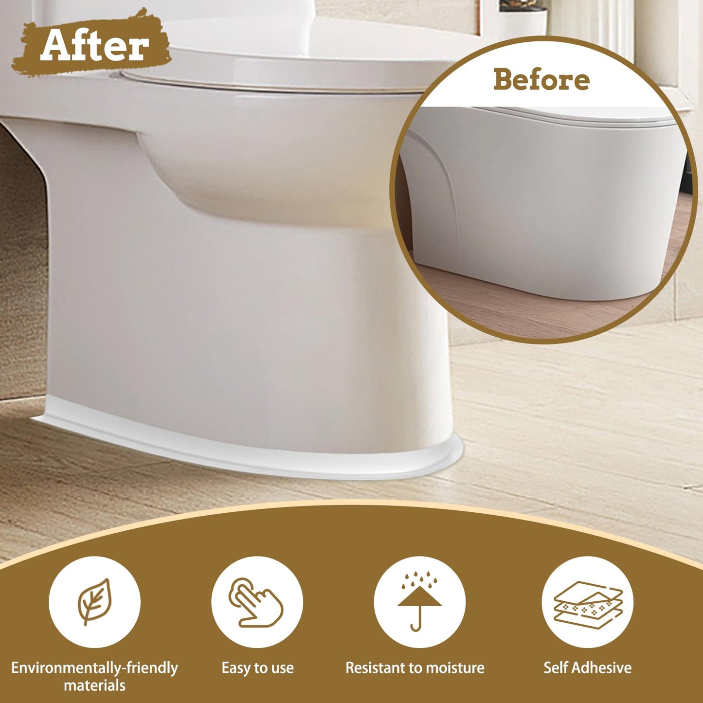 2 Rolls Caulking Tape Waterproof Self Adhesive, Kitchen & Bath Seal Caulk Strip, Self Adhesive Caulk Tape Sealant Strip for Toilet Base, Bathtub Countertop, Wall Floor, with Sealing Tool (126 X 1.5In) 🍁 All In One Marketplace Canada