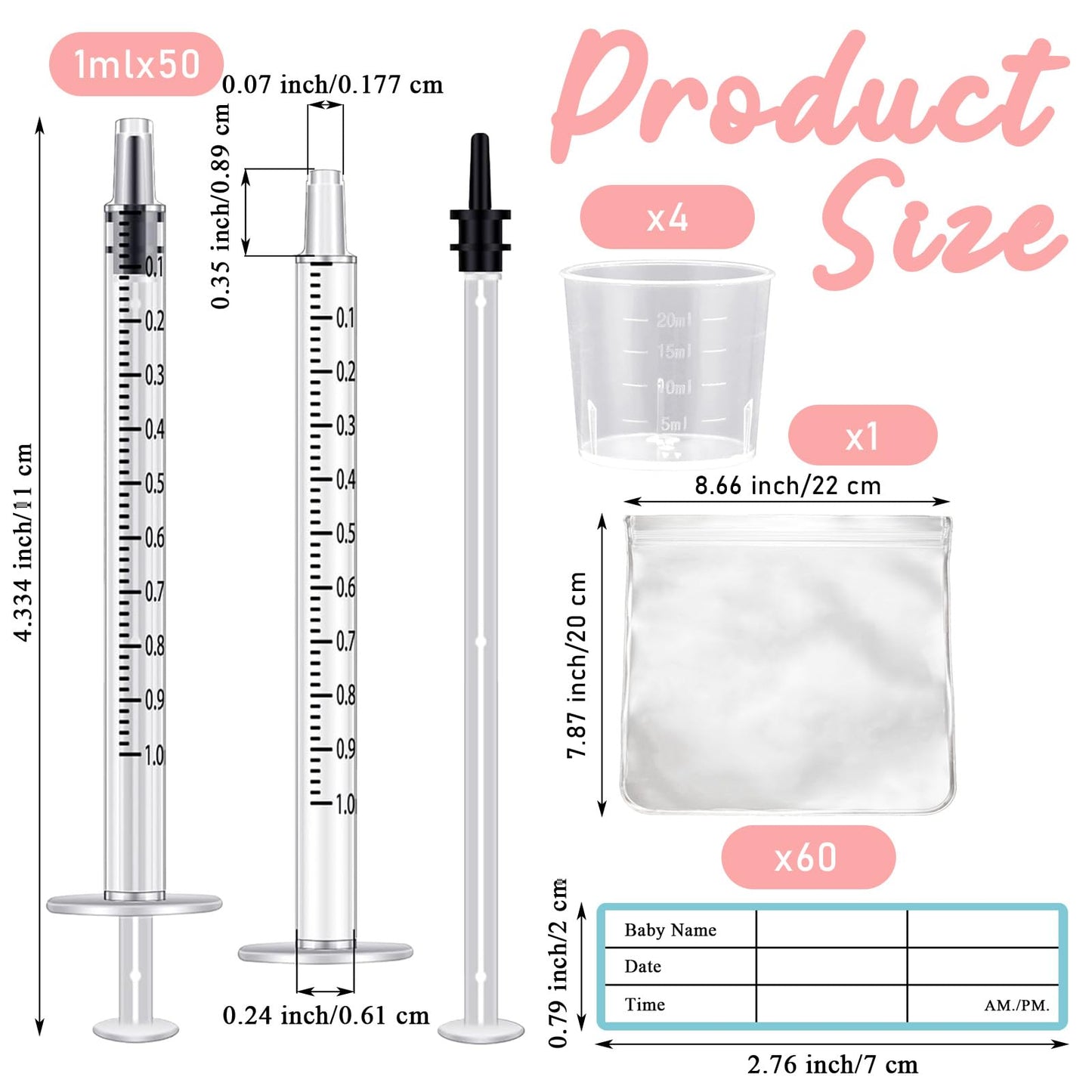 50 Pcs Colostrum Collector Set 1ml Breast Milk Collector Milk Catcher with 60 Stickers 1 Collection Bag and 4Pcs 20ml Measuring Cups Colostrum Collection Gift Set Colostrum Harvesting Kit for Breastfeeding 🍁 All In One Marketplace Canada