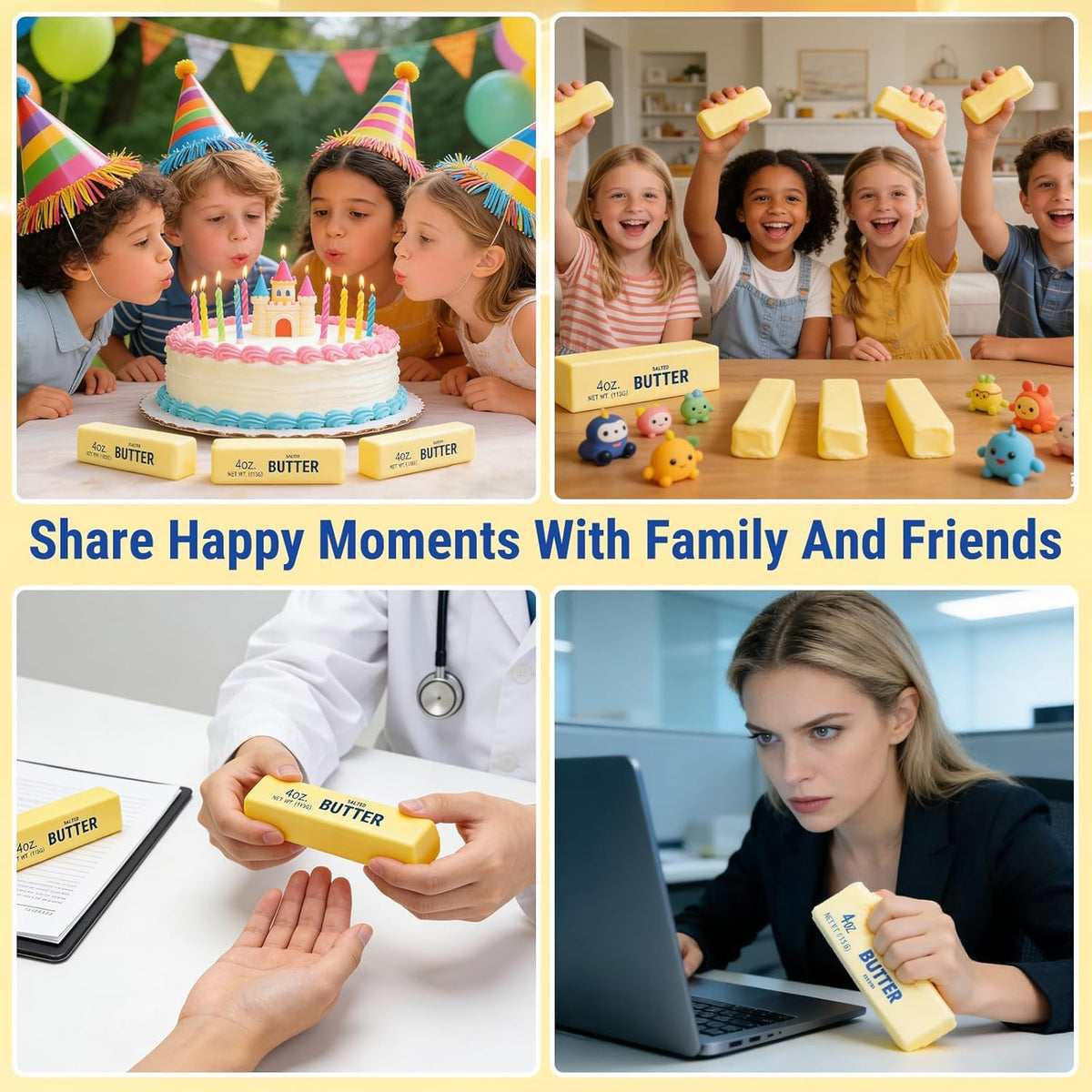 2Pcs Cute Butter Squeeze Stress Balls,Slow Rebound Realistic Soft Butter Stick Fidget,Slow Rising Portable for Adults Anxiety & Stress Relief 🍁 All In One Marketplace Canada