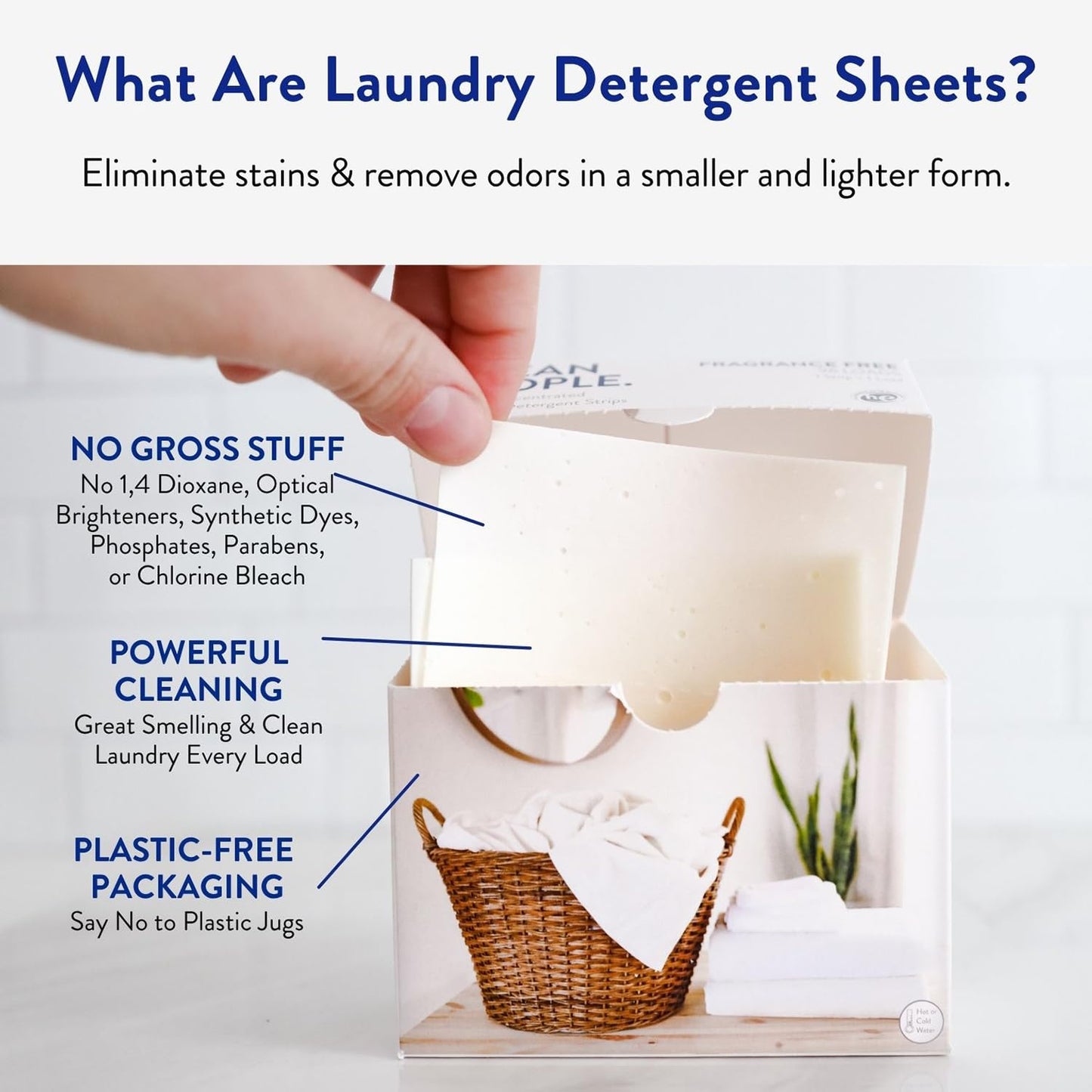 Clean People Laundry Detergent Sheets - Recyclable Packaging, Hypoallergenic, Stain Fighting - Ultra Concentrated, Laundry Soap - Fragrance Free, 96 Pack 🍁 All In One Marketplace Canada