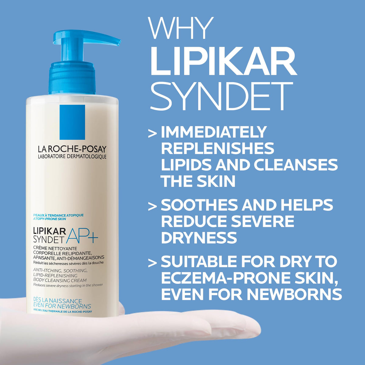 La Roche-Posay Body Wash, Lipikar Syndet AP+ Anti-Itch Body Wash For Eczema-prone Skin with Shea Butter & Niacinamide, Fragrance Free, Suitable for Sensitive Skin, 400ml 🍁 All In One Marketplace Canada