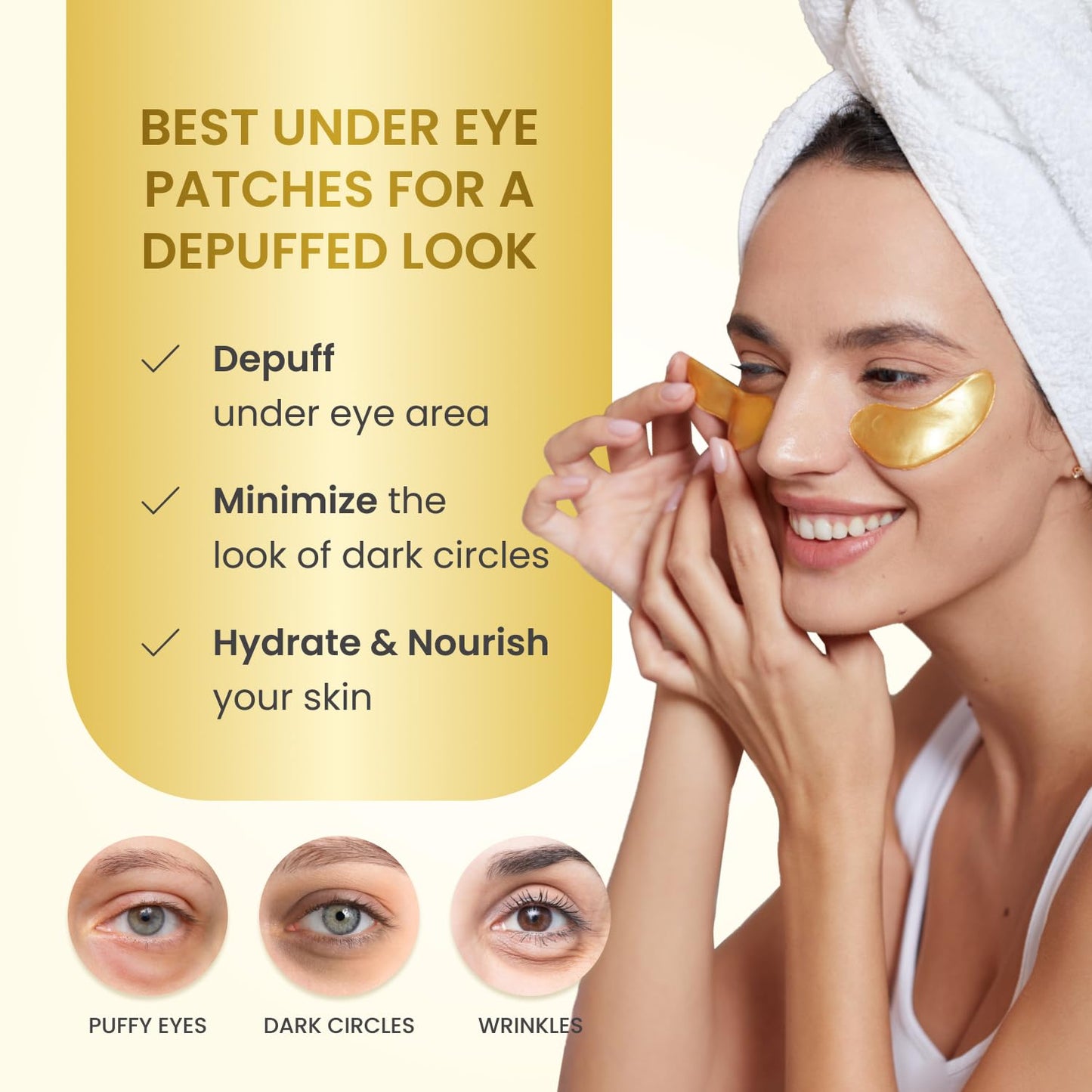 PLANTIFIQUE 24K Gold Under Eye Patches - Dermatologist Tested - 20 Pairs Cooling Eye Masks for Dark Circles & Puffiness, with Collagen & Hyaluronic Acid - Patch Yeux 🍁 All In One Marketplace Canada