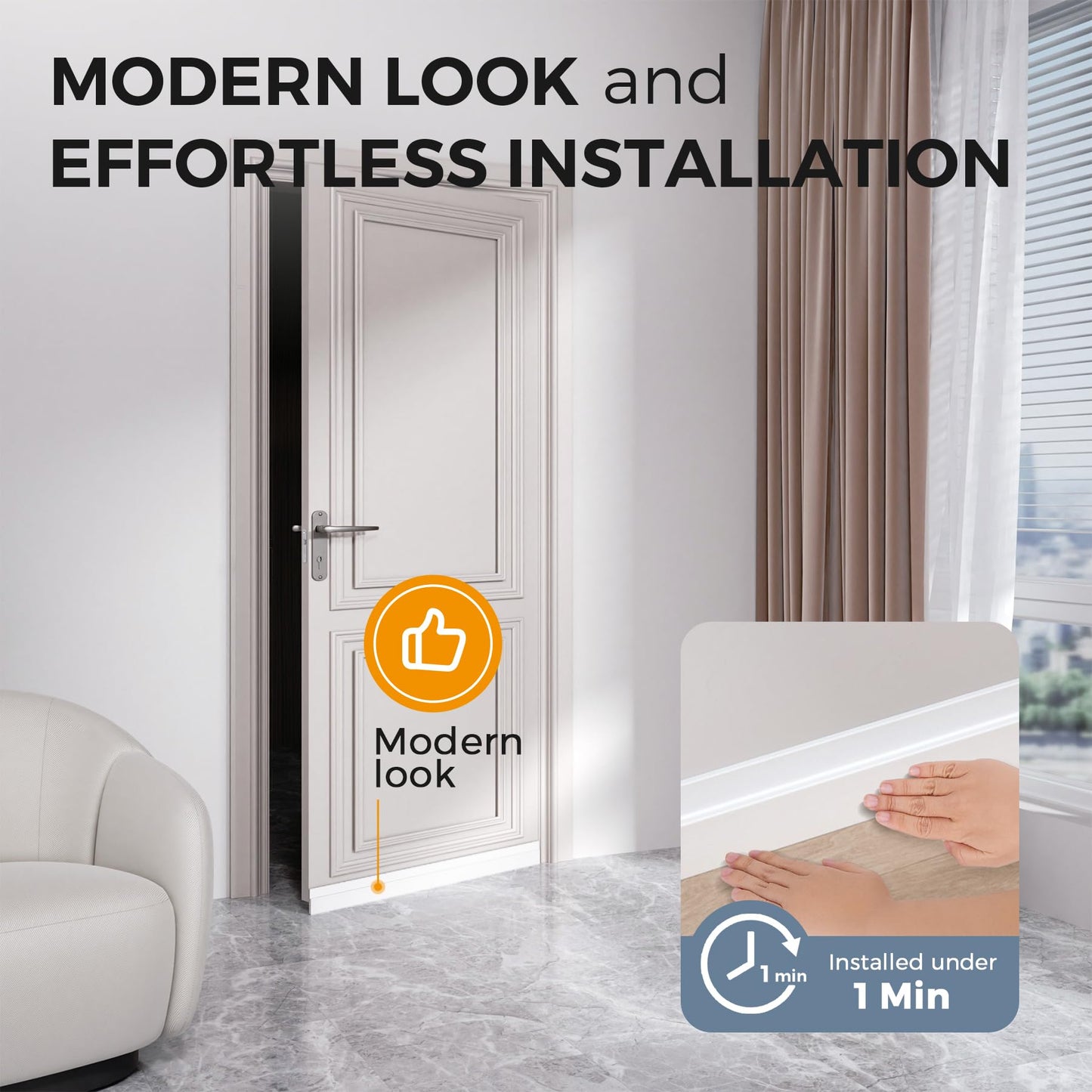 GroTheory 2 Pack Door Draft Stopper, Under Door Draft Blocker, Soundproof Weather Stripping Door Seal, 2"" W x 39"" L, White 🍁 All In One Marketplace Canada
