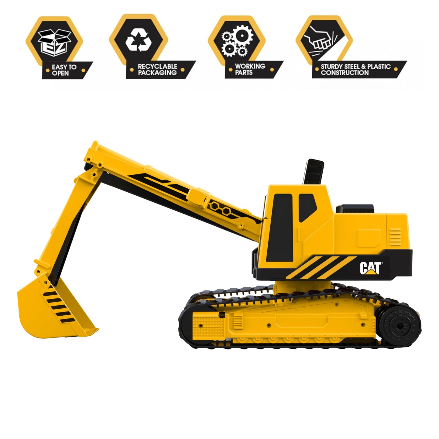 Cat Construction Toys, Steel Excavator 20" - Real Steel Body, Working Metal Bucket & Treads, Ergonomic Handles, Heavy-Duty Construction Vehicle for Indoor/Outdoor Play, Kids Ages 3 + 🍁 All In One Marketplace Canada