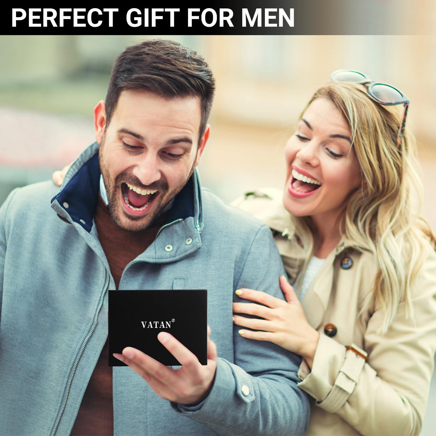 VATAN Wallet for Men Slim RFID Blocking Leather Credit Card Holder Wallet for 15 Cards, Bifold Minimalist Thin Wallet with 2 ID Windows & Cash Slot, with Gift Box (Carbon Fiber Black) 🍁 All In One Marketplace Canada