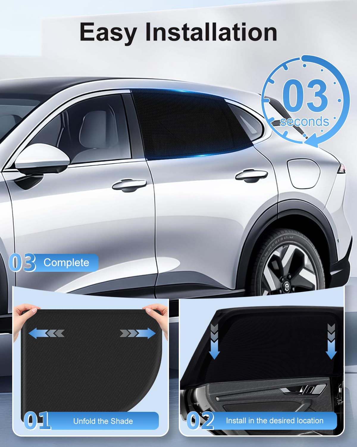 PEMOTech Car Window Shades(2 Pack)-Side Window Sun Shades, UV Protection Breathable Spandex Baby Window Covers for Camping, Universal Fit Most of Cars, Protect Privacy for Family (39.8"x27.2") Black 🍁 All In One Marketplace Canada