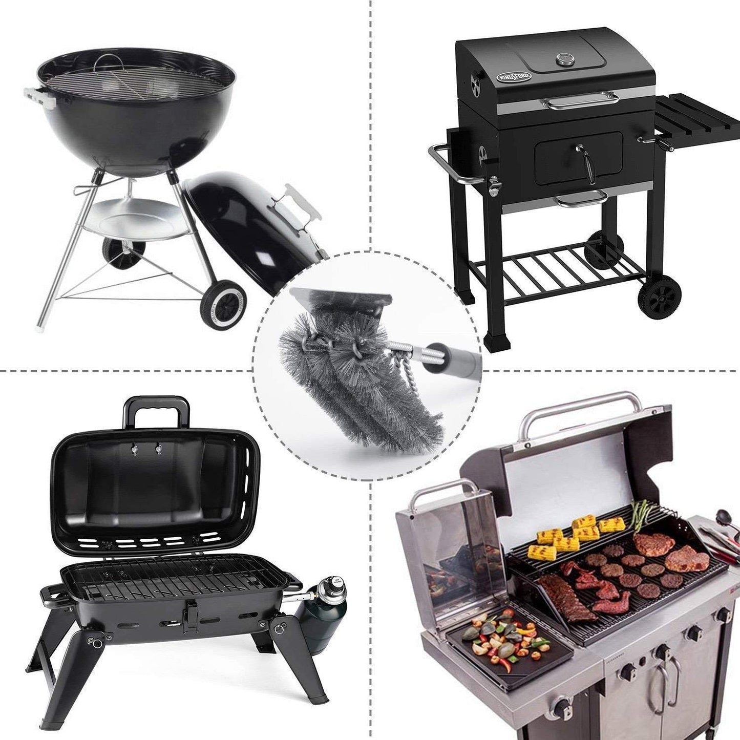 2 Pack BBQ Grill Brush, 18 inch BBQ Accessories, BBQ Cleaning Brush Safe Bristle Free BBQ Brush,100% Rust-Proof Stainless Steel- BBQ Grill Cleaner for Gas, Charcoal, Smoker, Porcelain, Infrared Grill 🍁 All In One Marketplace Canada