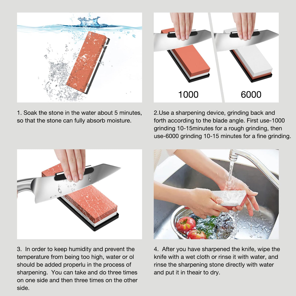 DDF iohEF Sharpening Stone, Whetstone grit 1000/6000, Professional 2-in-1 Double-Sided Knife Sharpener with Non-Slip Silicone Base and Angle Guide (red) 🍁 All In One Marketplace Canada